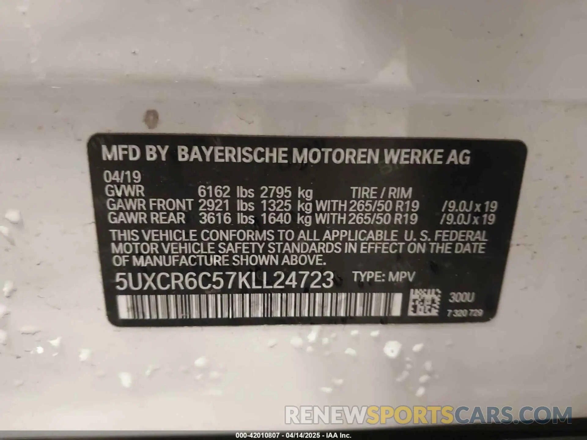 9 fotografías del automóvil dañado 5UXCR6C57KLL24723 BMW X5 2019