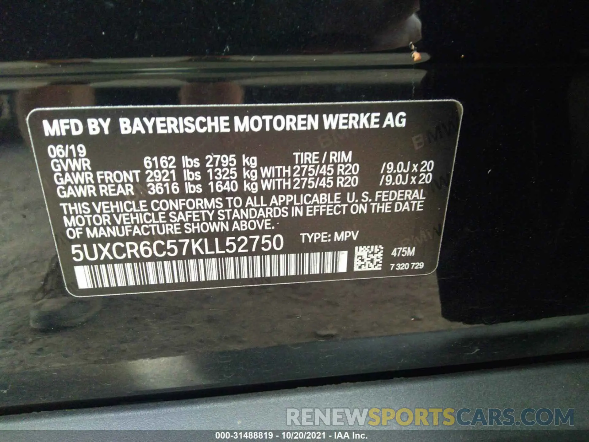 9 fotografías del automóvil dañado 5UXCR6C57KLL52750 BMW X5 2019