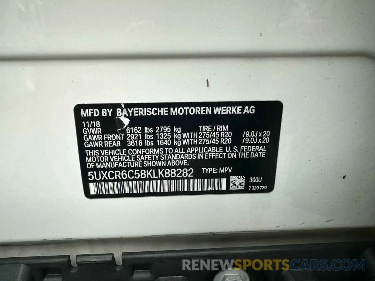 10 fotografías del automóvil dañado 5UXCR6C58KLK88282 BMW X5 2019