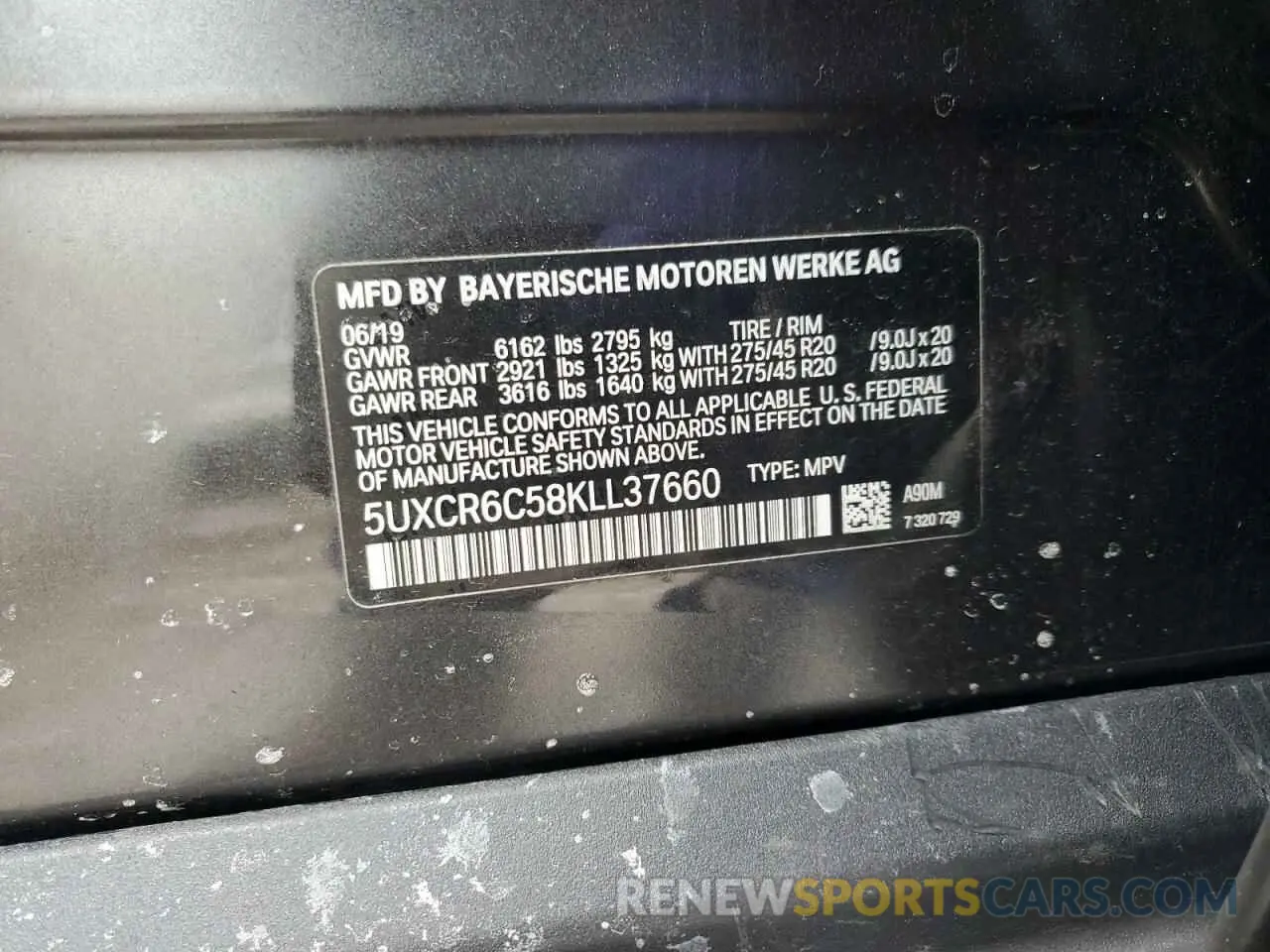 15 fotografías del automóvil dañado 5UXCR6C58KLL37660 BMW X5 2019