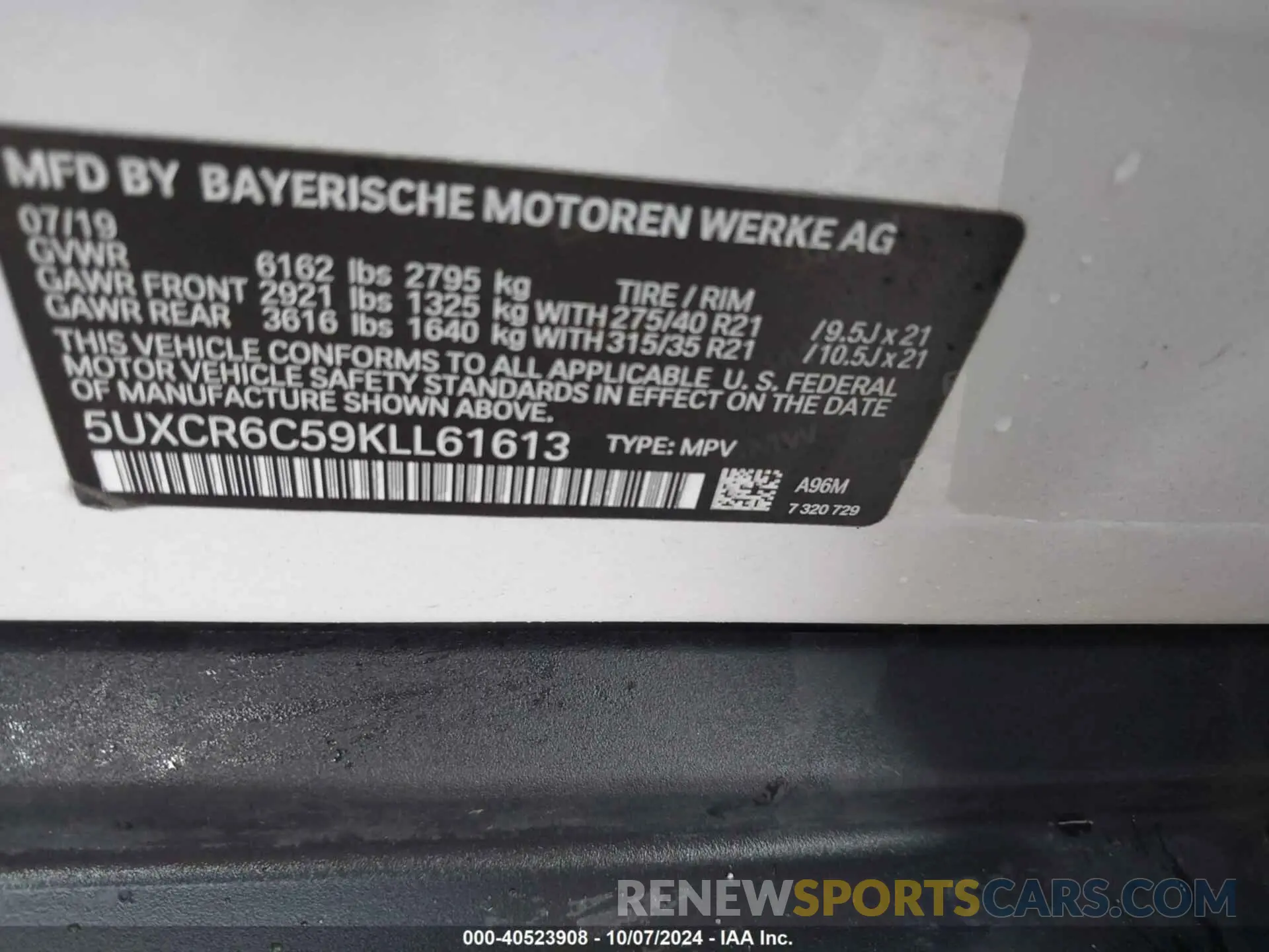 9 fotografías del automóvil dañado 5UXCR6C95KLL61613 BMW X5 2019