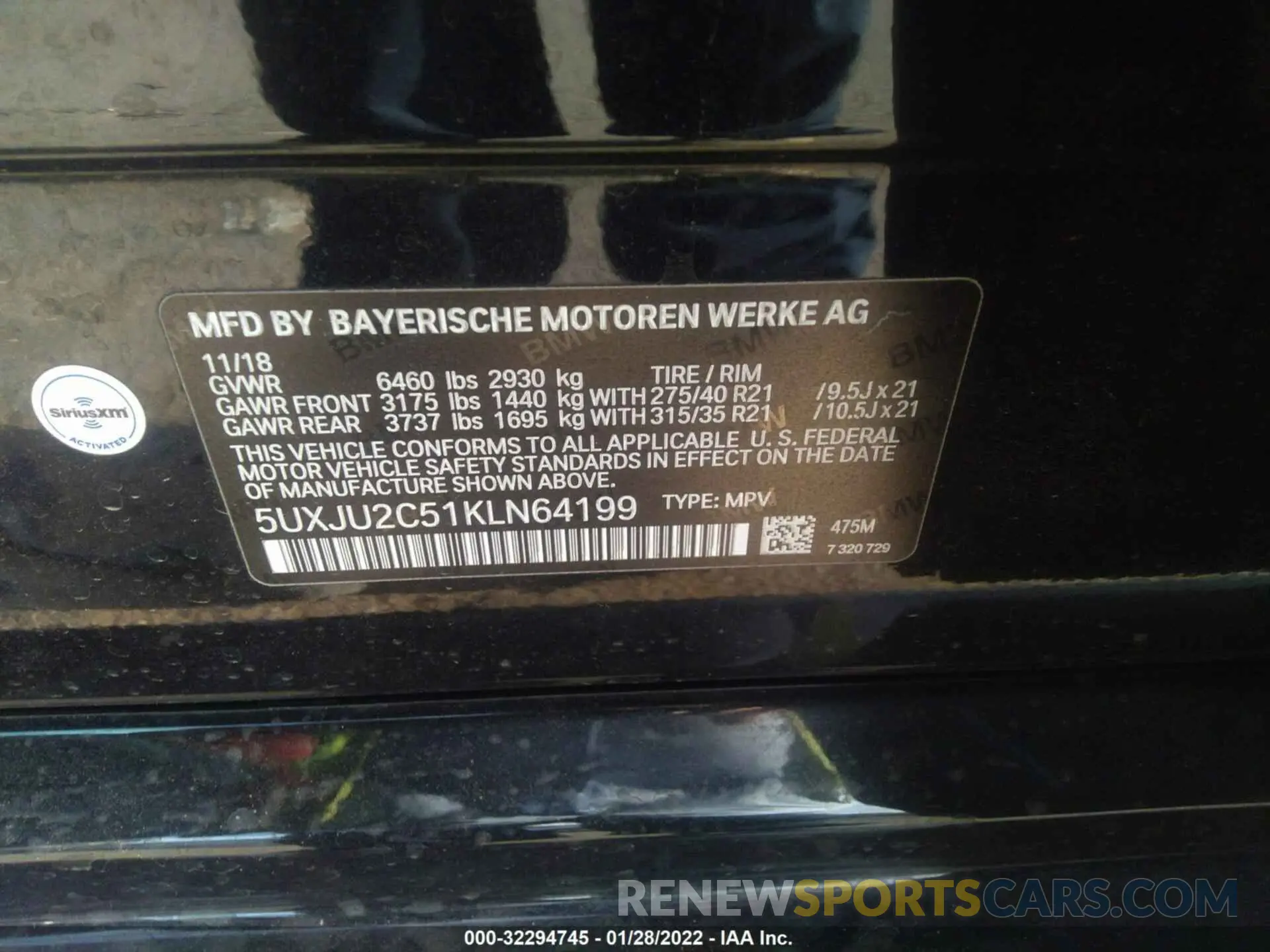 9 fotografías del automóvil dañado 5UXJU2C51KLN64199 BMW X5 2019
