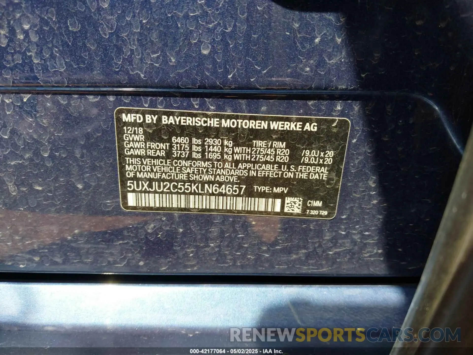 9 fotografías del automóvil dañado 5UXJU2C55KLN64657 BMW X5 2019