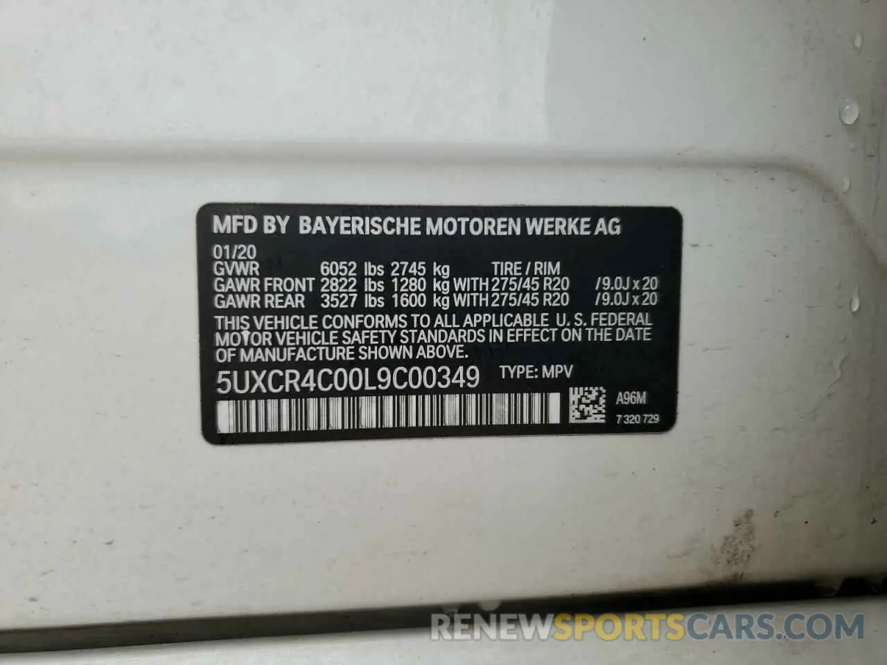 13 fotografías del automóvil dañado 5UXCR4C00L9C00349 BMW X5 2020