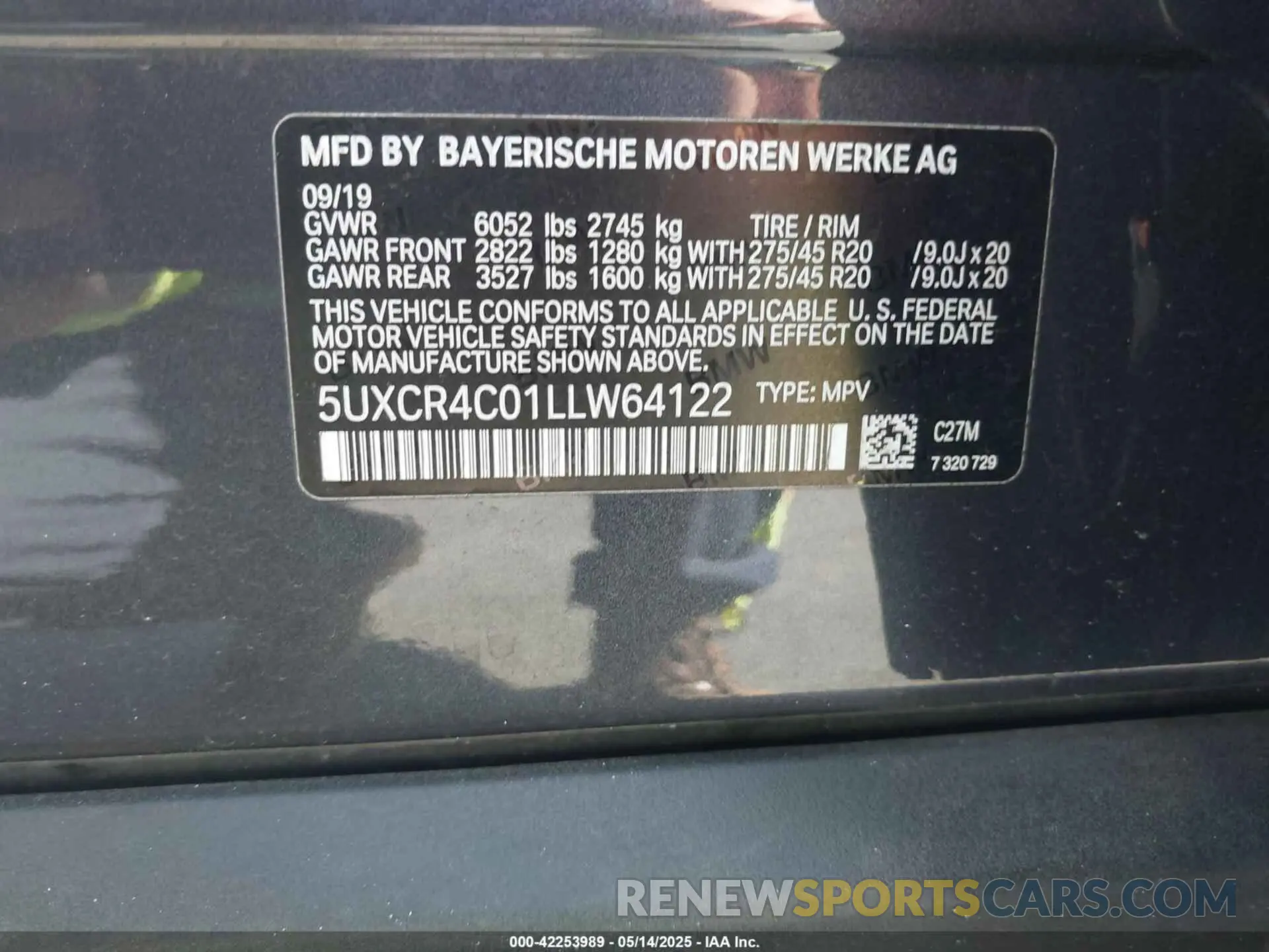 9 fotografías del automóvil dañado 5UXCR4C01LLW64122 BMW X5 2020