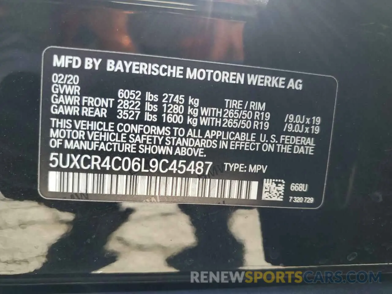 14 fotografías del automóvil dañado 5UXCR4C06L9C45487 BMW X5 2020