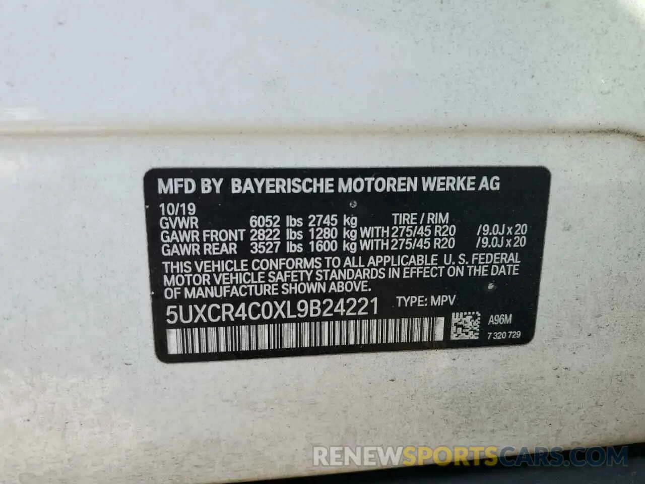 14 fotografías del automóvil dañado 5UXCR4C0XL9B24221 BMW X5 2020