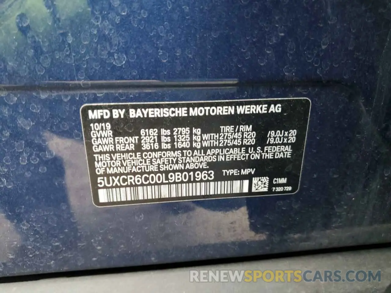 14 fotografías del automóvil dañado 5UXCR6C00L9B01963 BMW X5 2020