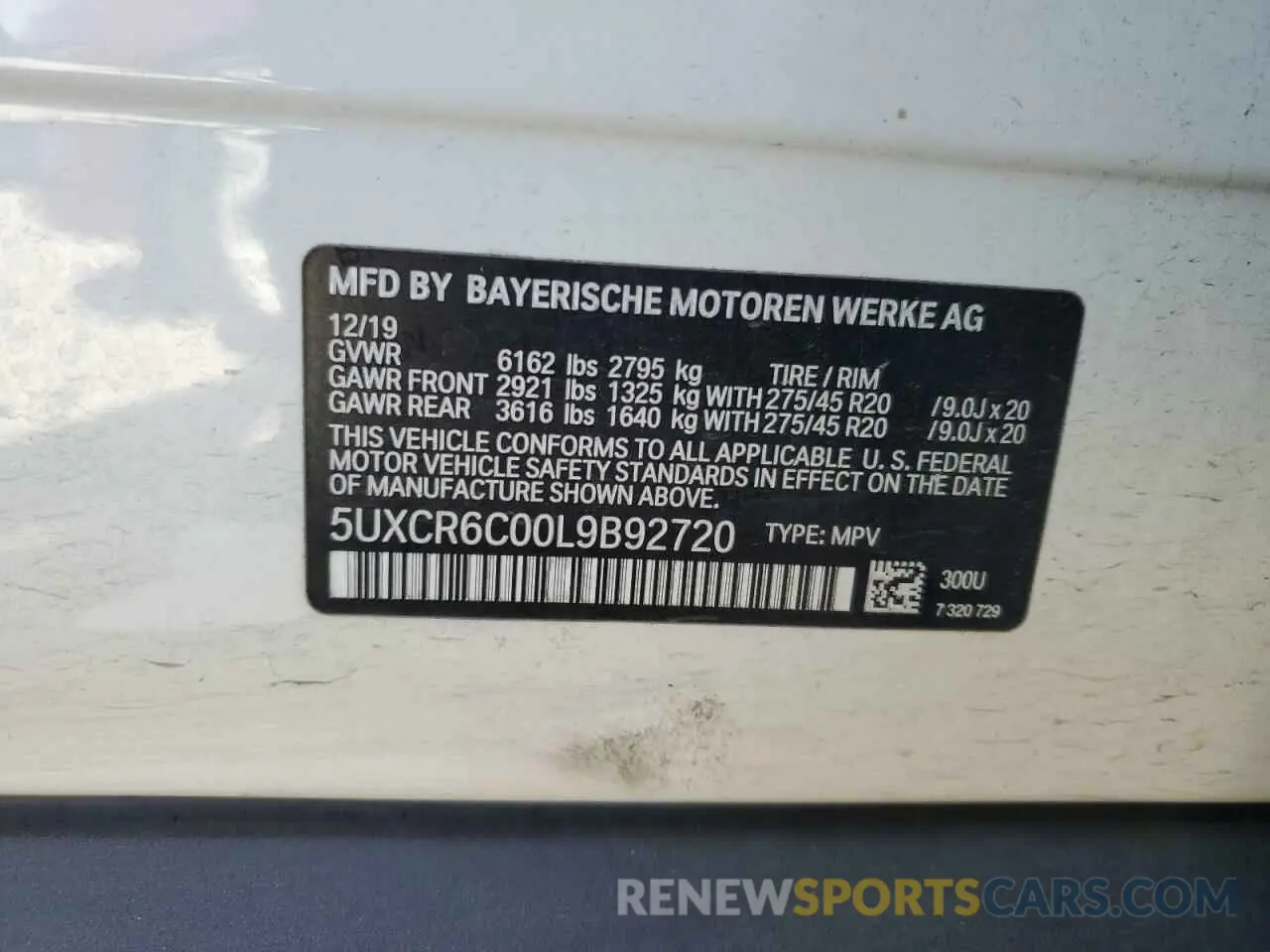 14 fotografías del automóvil dañado 5UXCR6C00L9B92720 BMW X5 2020