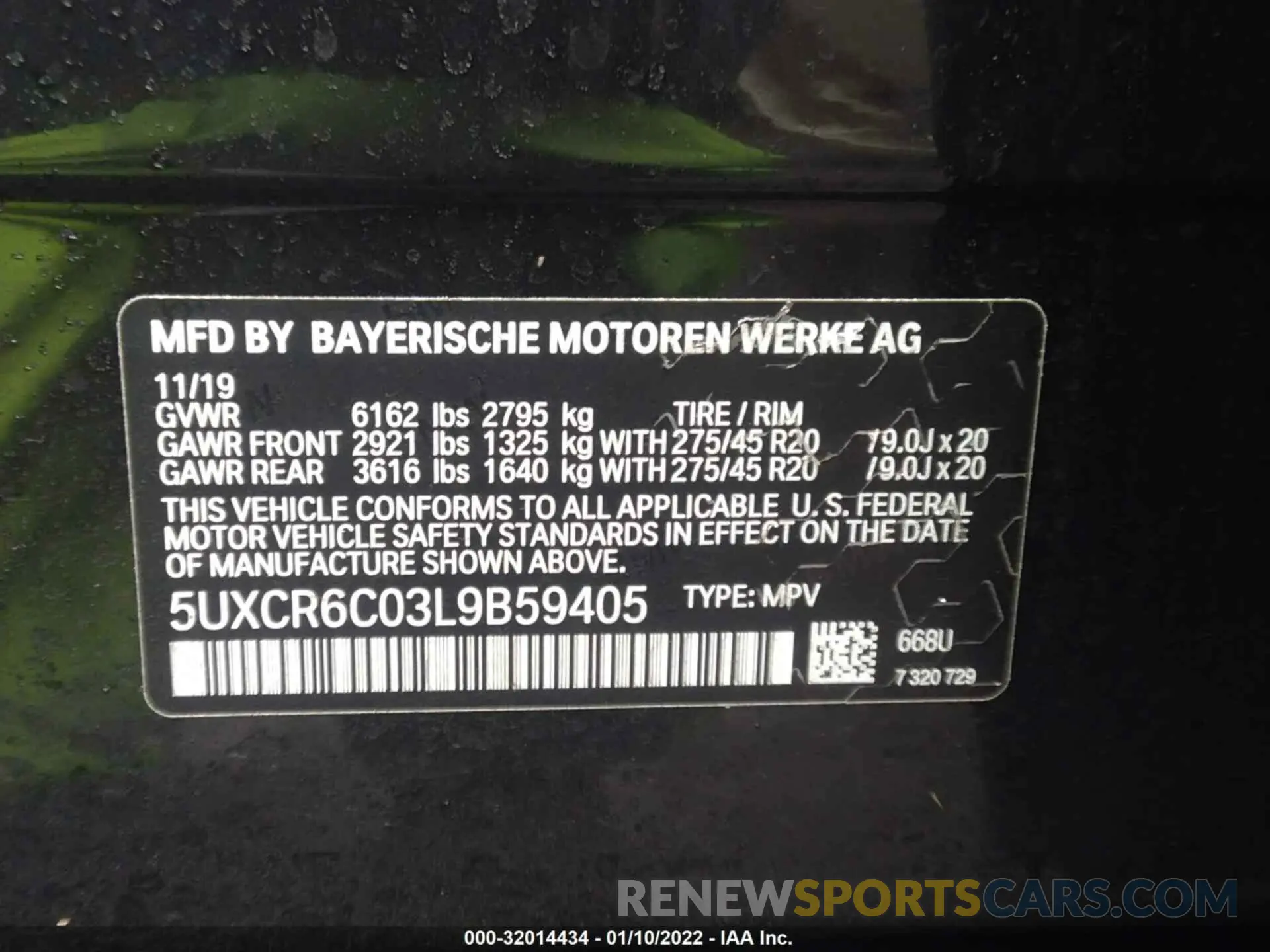 9 fotografías del automóvil dañado 5UXCR6C03L9B59405 BMW X5 2020