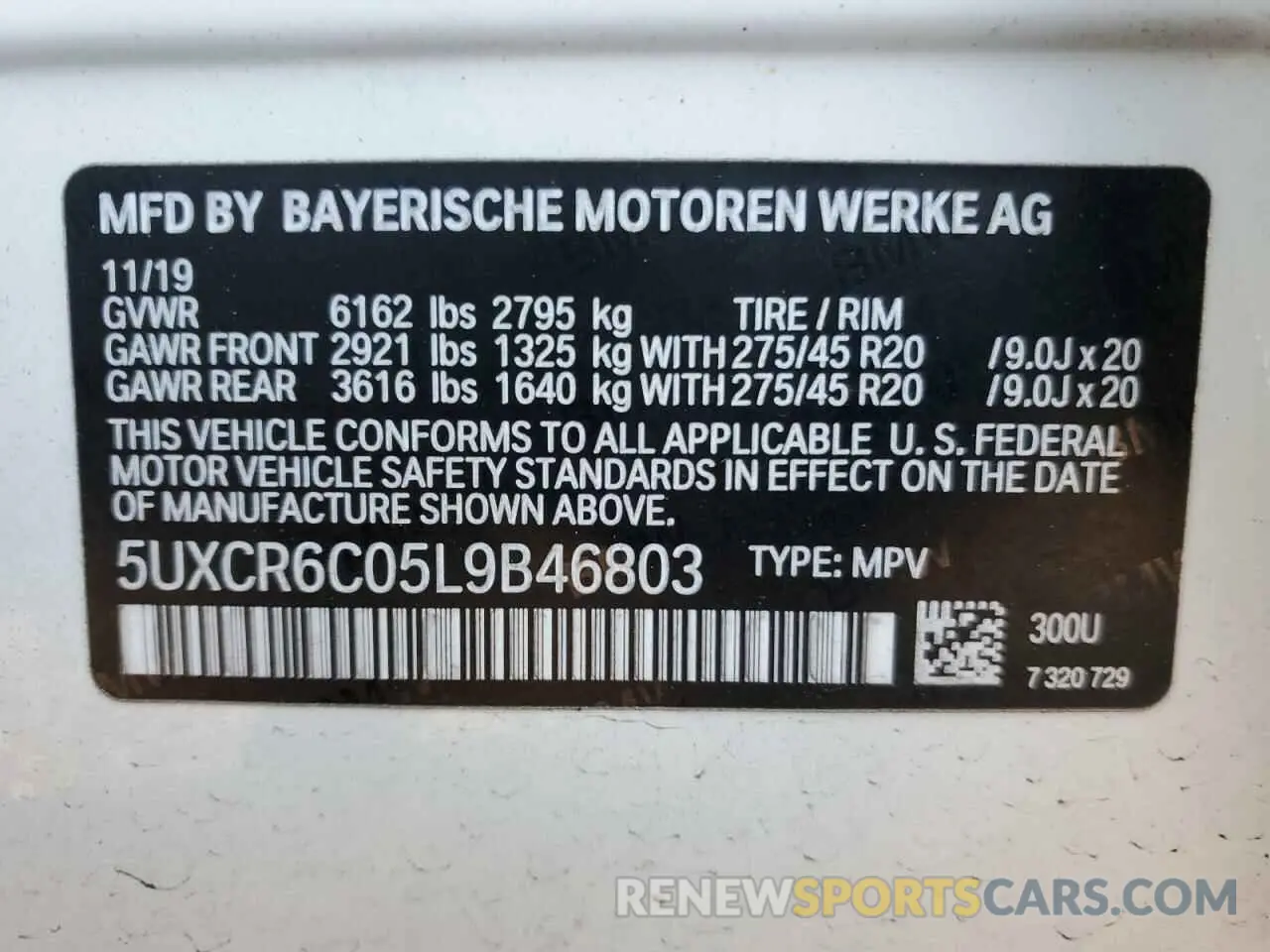 13 fotografías del automóvil dañado 5UXCR6C05L9B46803 BMW X5 2020