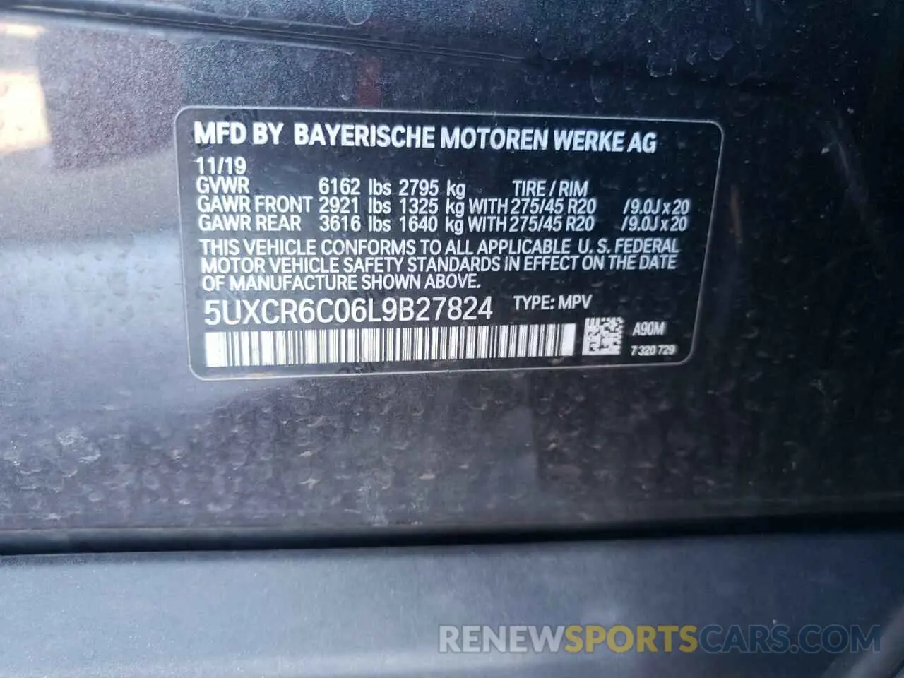 12 fotografías del automóvil dañado 5UXCR6C06L9B27824 BMW X5 2020