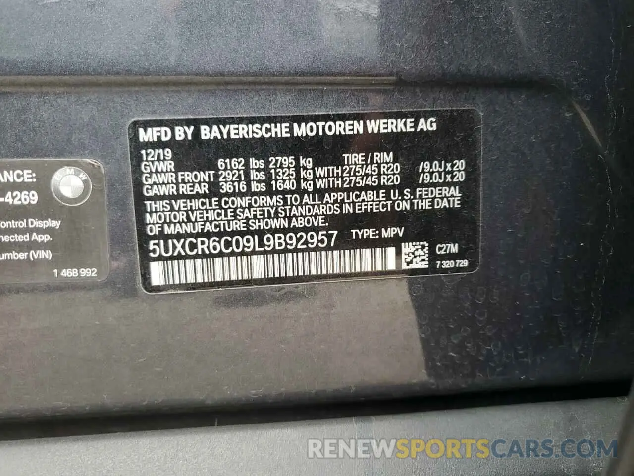 13 fotografías del automóvil dañado 5UXCR6C09L9B92957 BMW X5 2020