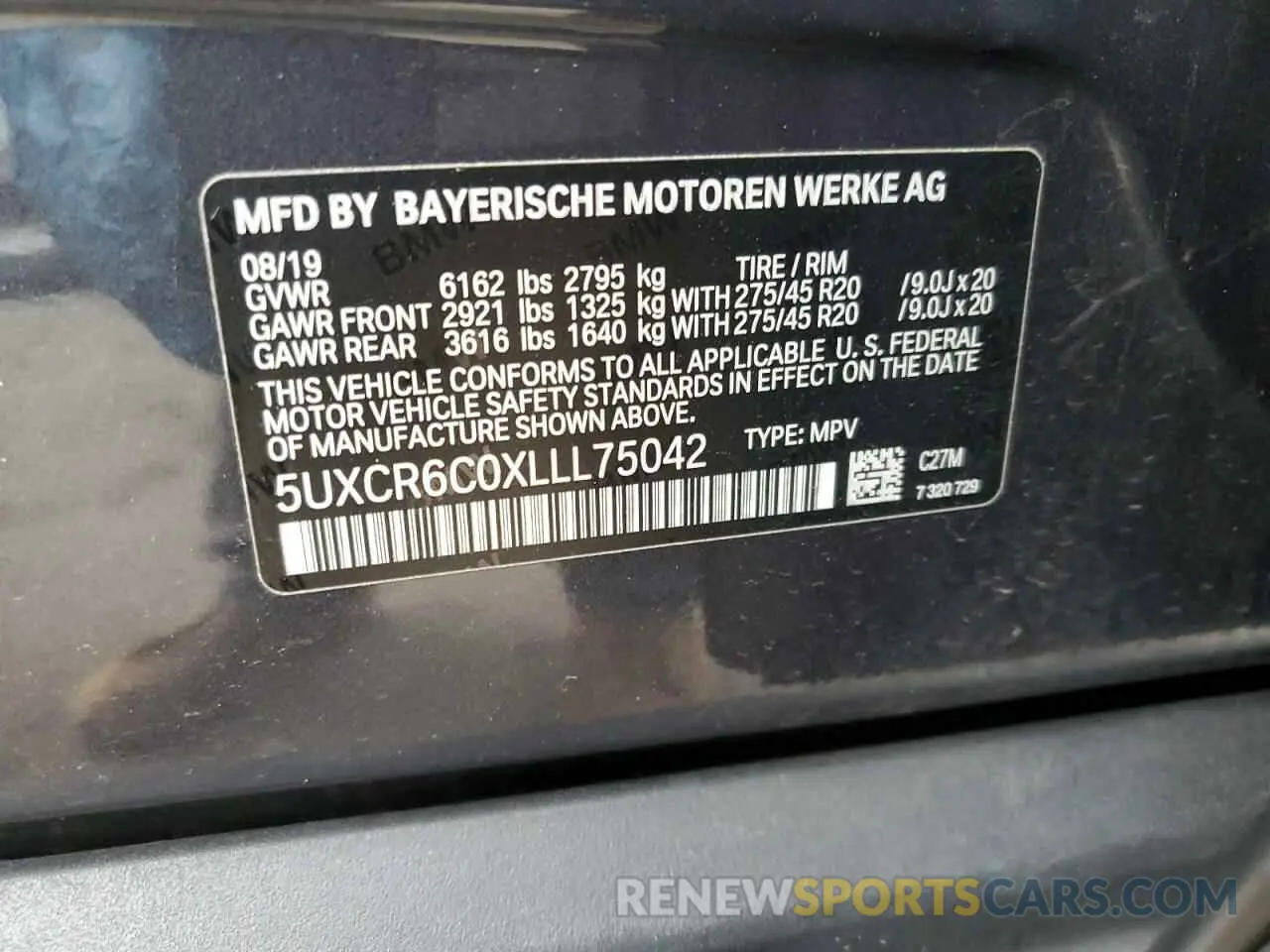 13 fotografías del automóvil dañado 5UXCR6C0XLLL75042 BMW X5 2020
