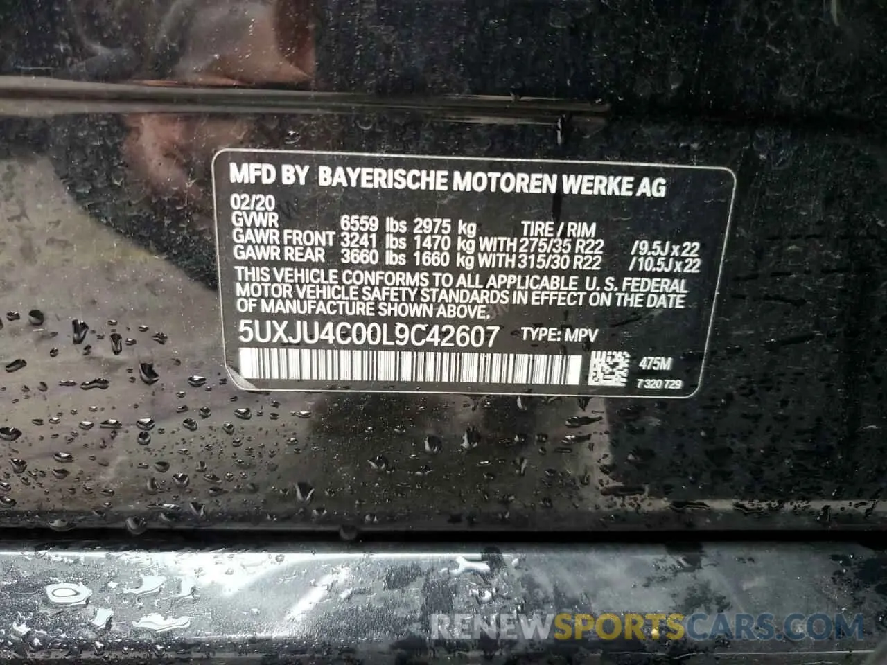 12 fotografías del automóvil dañado 5UXJU4C00L9C42607 BMW X5 2020