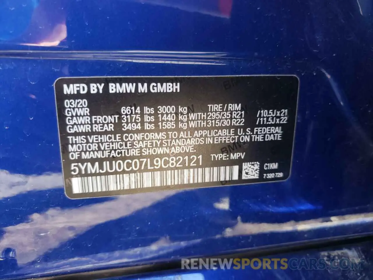 10 fotografías del automóvil dañado 5YMJU0C07L9C82121 BMW X5 2020
