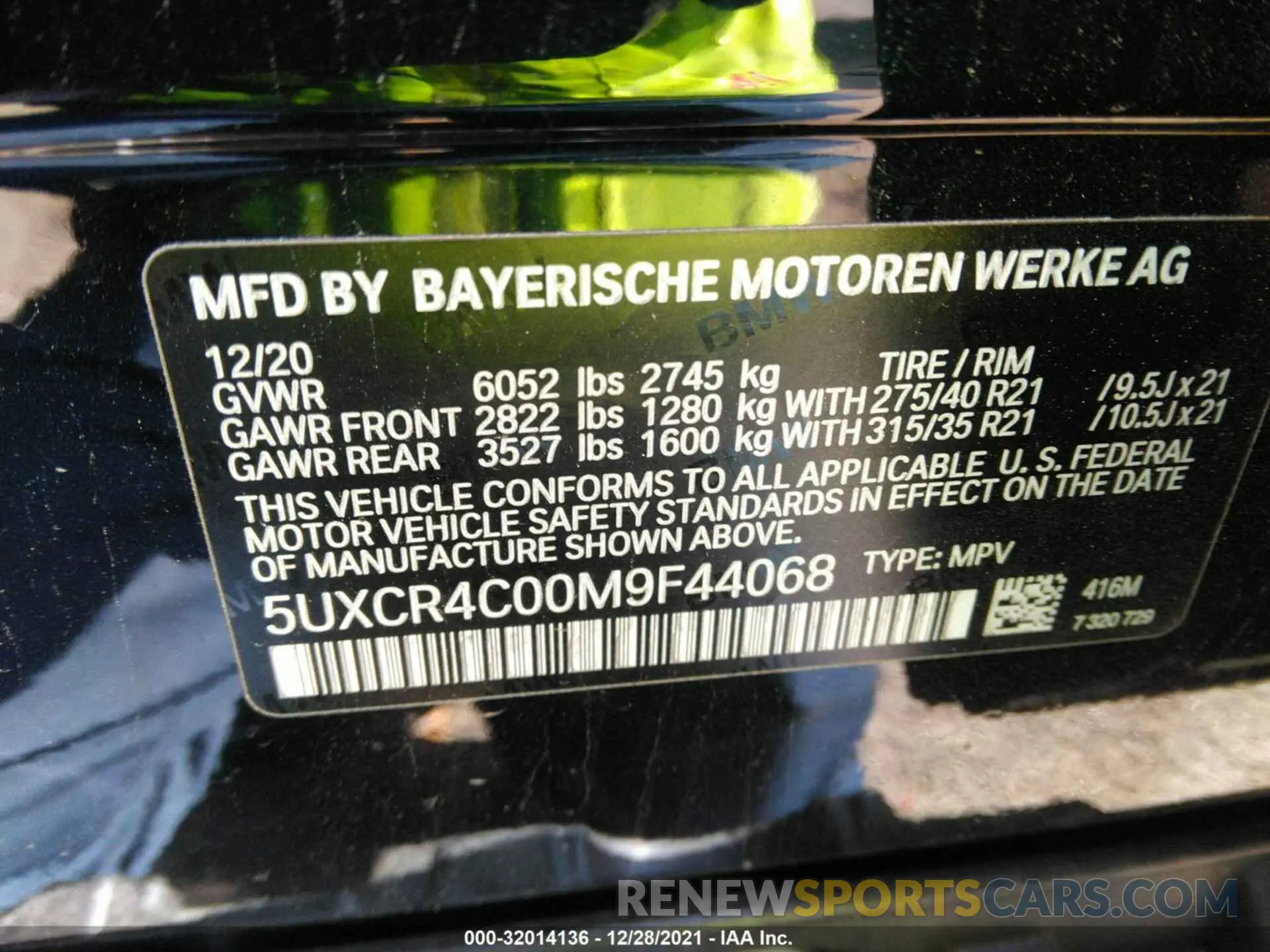 9 fotografías del automóvil dañado 5UXCR4C00M9F44068 BMW X5 2021