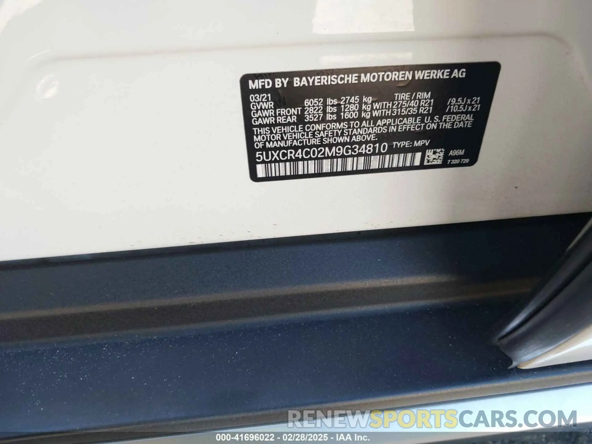 9 fotografías del automóvil dañado 5UXCR4C02M9G34810 BMW X5 2021