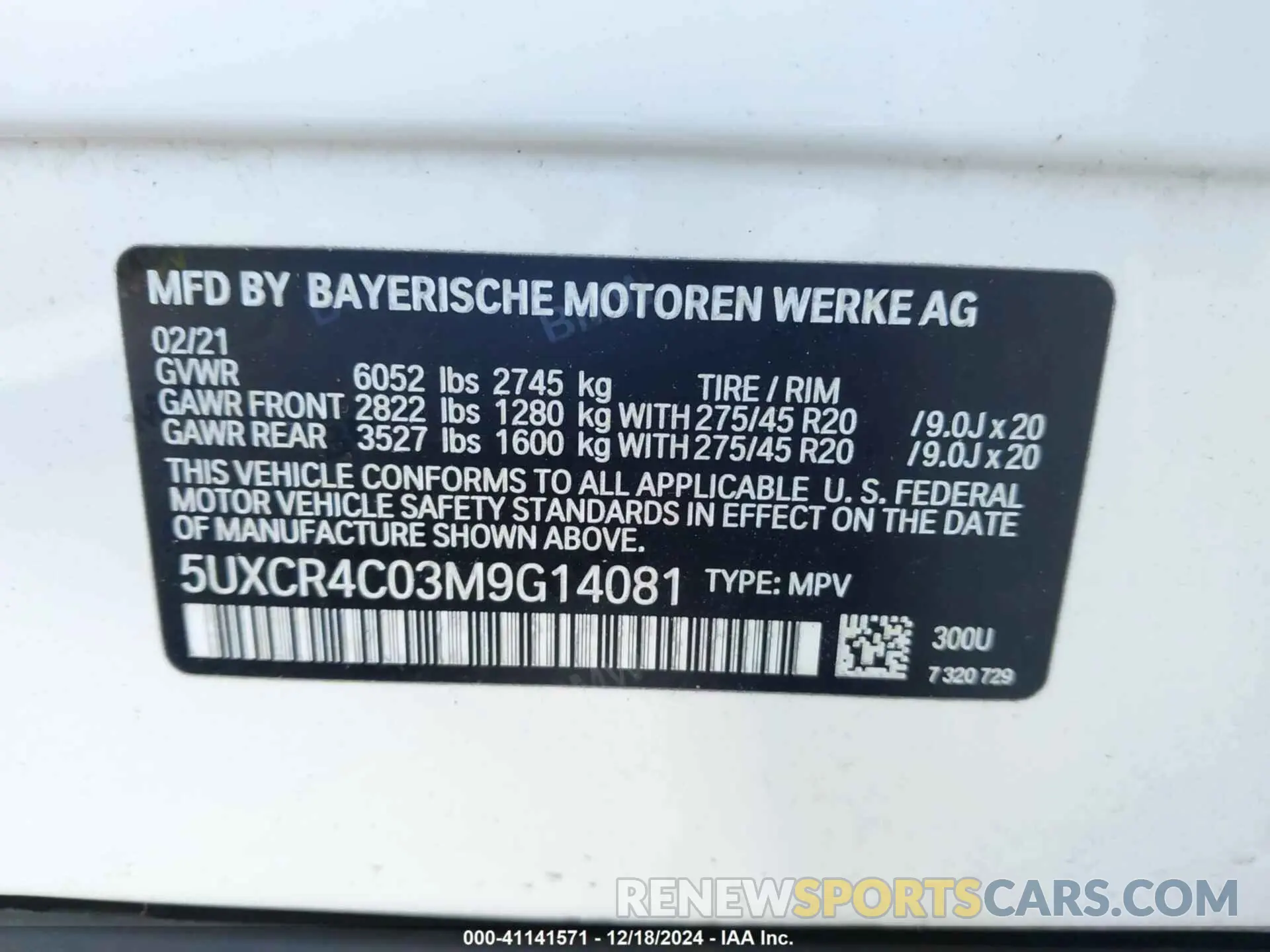 9 fotografías del automóvil dañado 5UXCR4C03M9G14081 BMW X5 2021