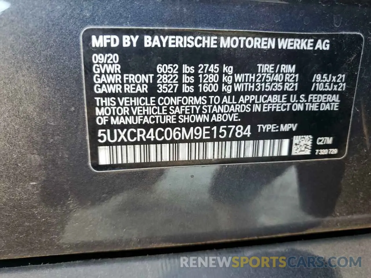 13 fotografías del automóvil dañado 5UXCR4C06M9E15784 BMW X5 2021