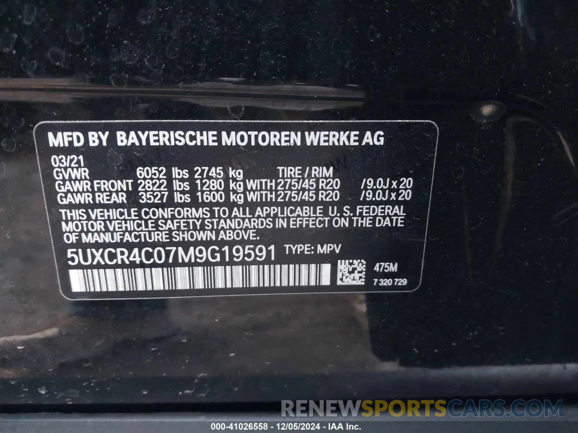 9 fotografías del automóvil dañado 5UXCR4C07M9G19591 BMW X5 2021