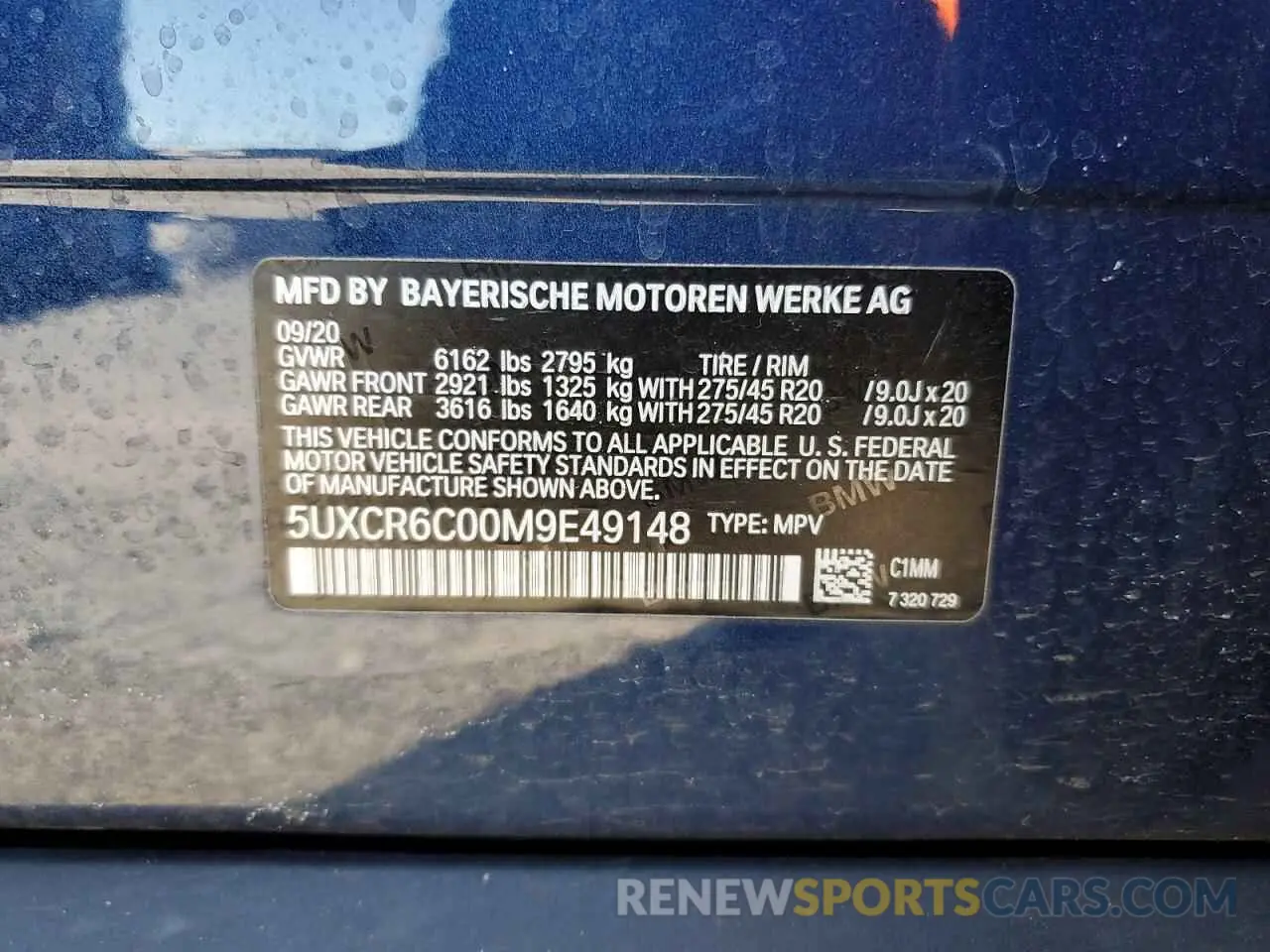 14 fotografías del automóvil dañado 5UXCR6C00M9E49148 BMW X5 2021