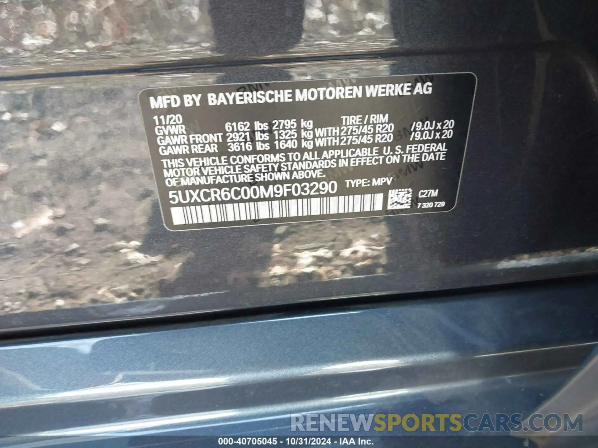 9 fotografías del automóvil dañado 5UXCR6C00M9F03290 BMW X5 2021