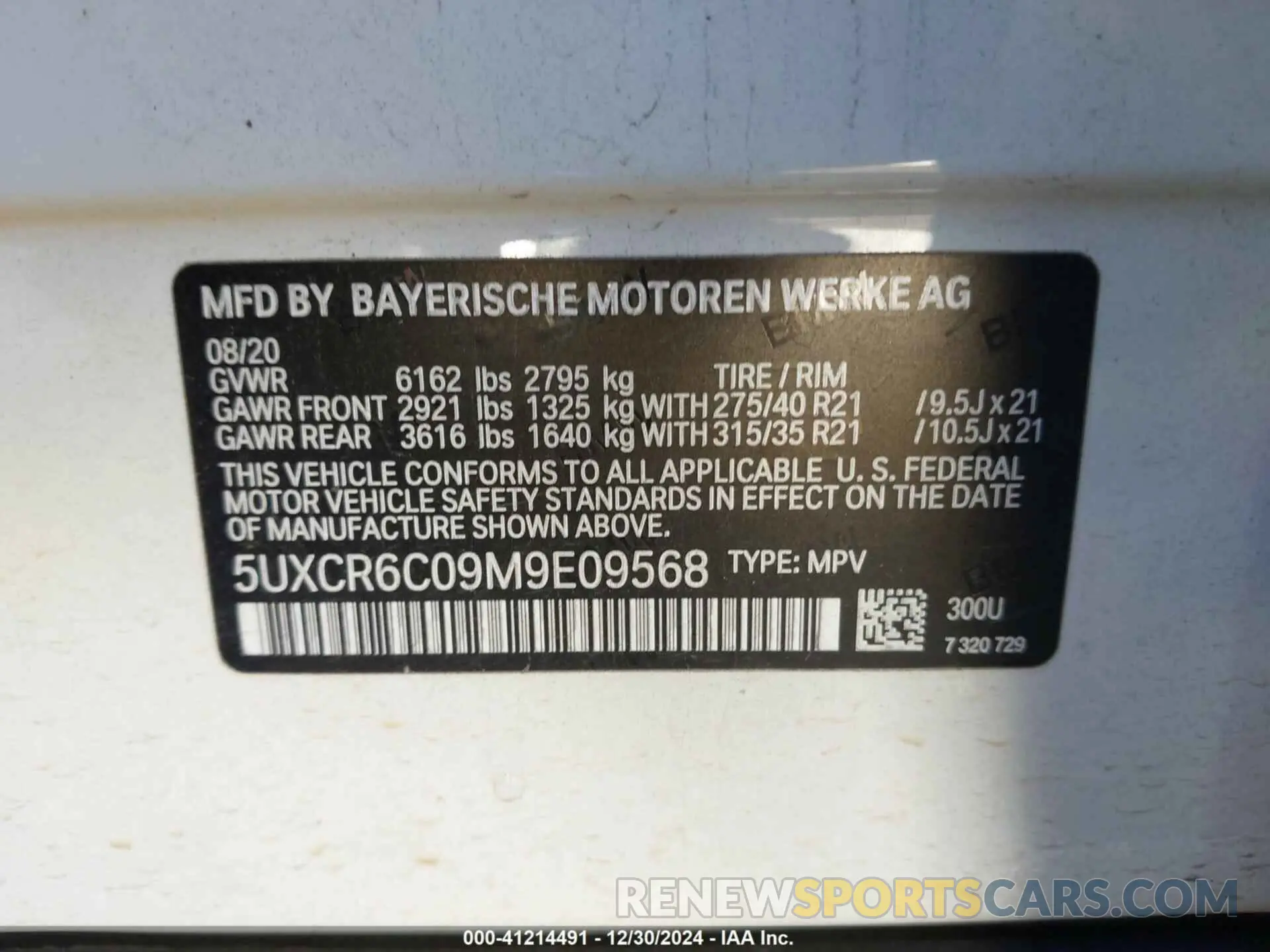 9 fotografías del automóvil dañado 5UXCR6C09M9E09568 BMW X5 2021