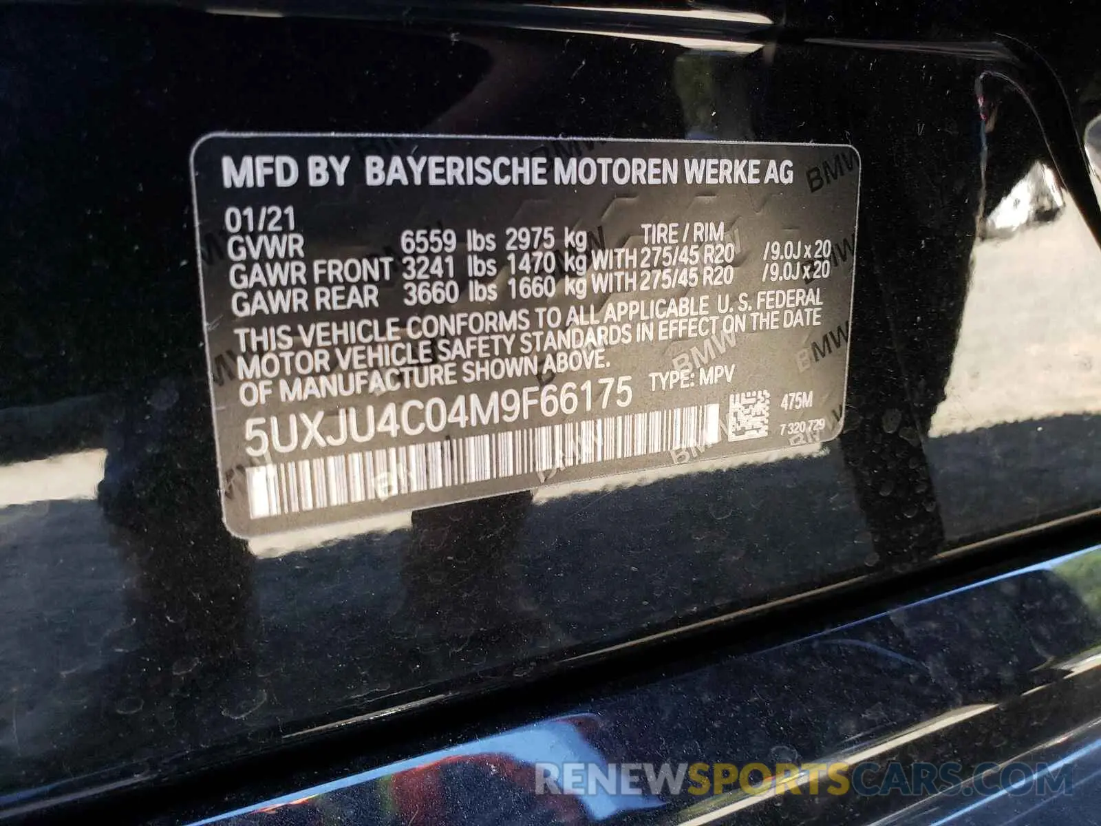 10 fotografías del automóvil dañado 5UXJU4C04M9F66175 BMW X5 2021