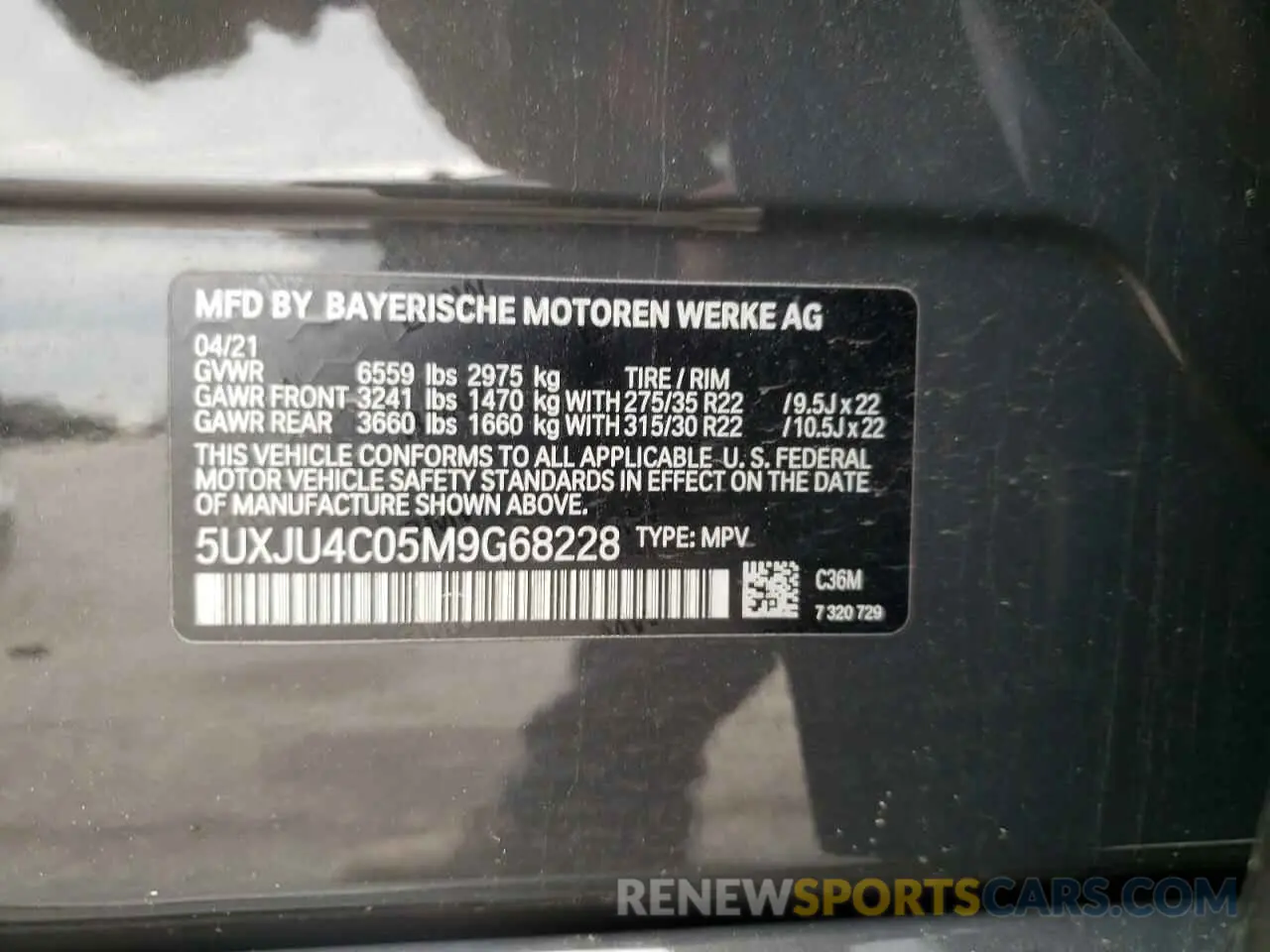 14 fotografías del automóvil dañado 5UXJU4C05M9G68228 BMW X5 2021