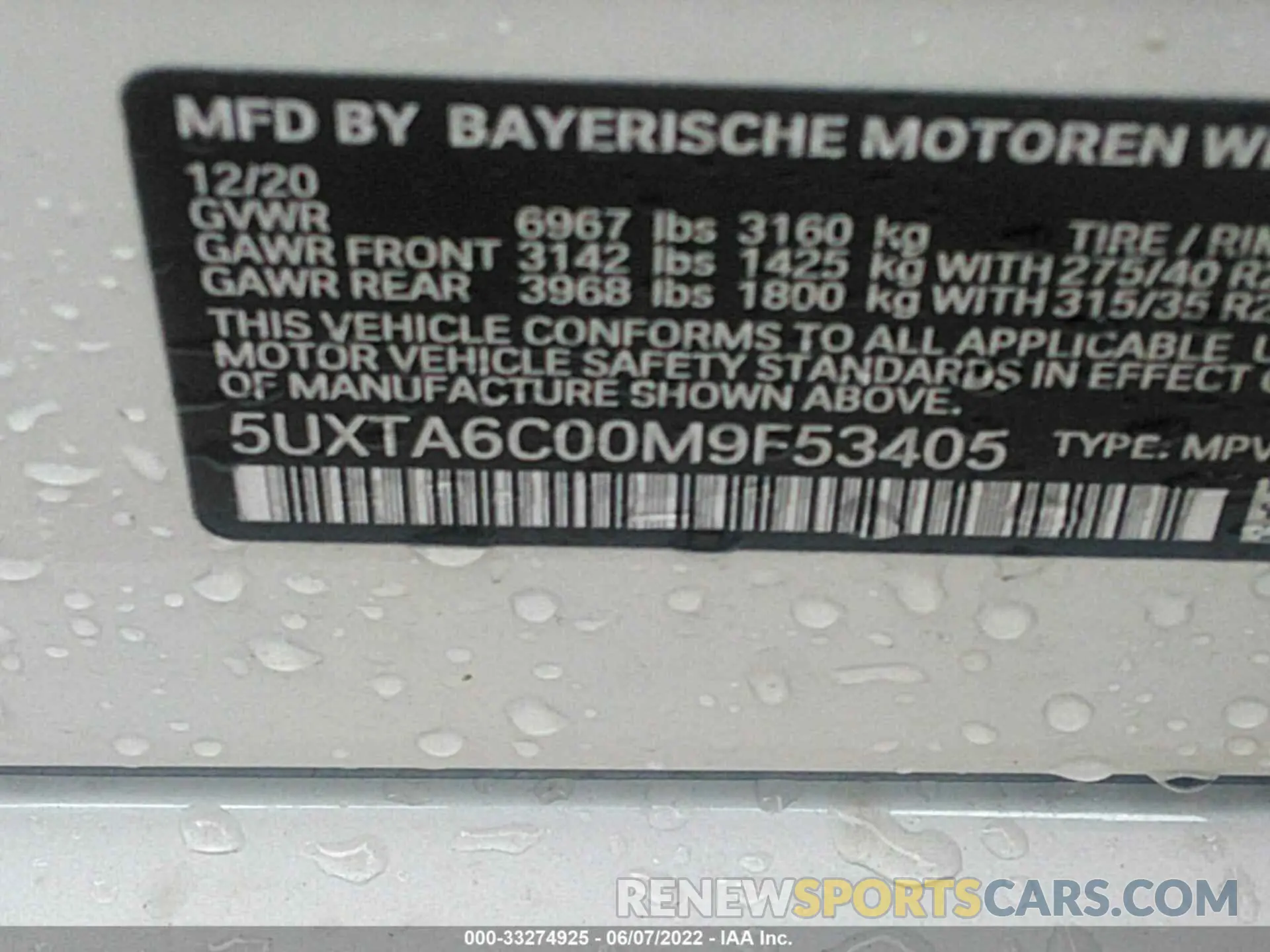 9 fotografías del automóvil dañado 5UXTA6C00M9F53405 BMW X5 2021