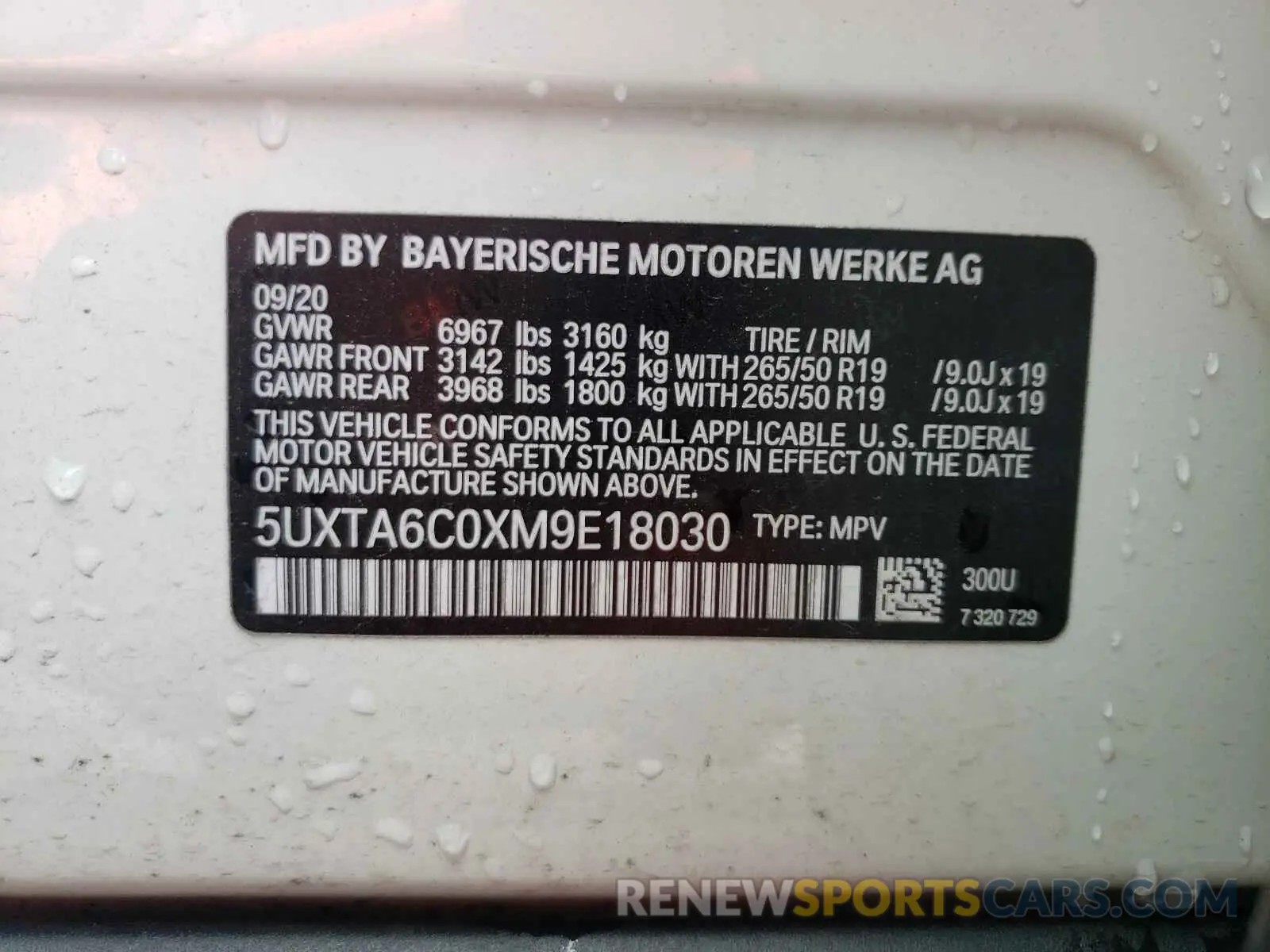 10 fotografías del automóvil dañado 5UXTA6C0XM9E18030 BMW X5 2021