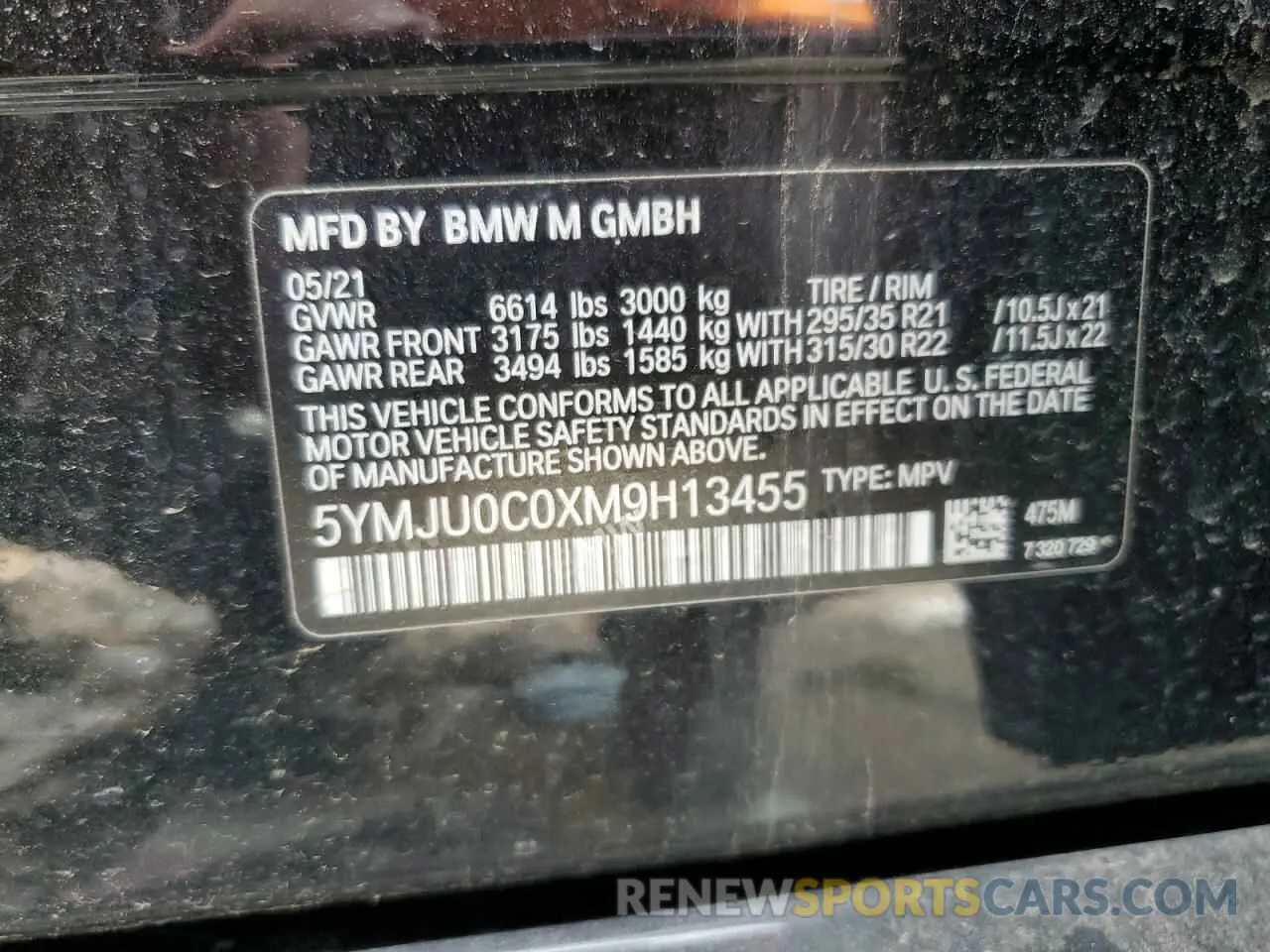 13 fotografías del automóvil dañado 5YMJU0C0XM9H13455 BMW X5 2021