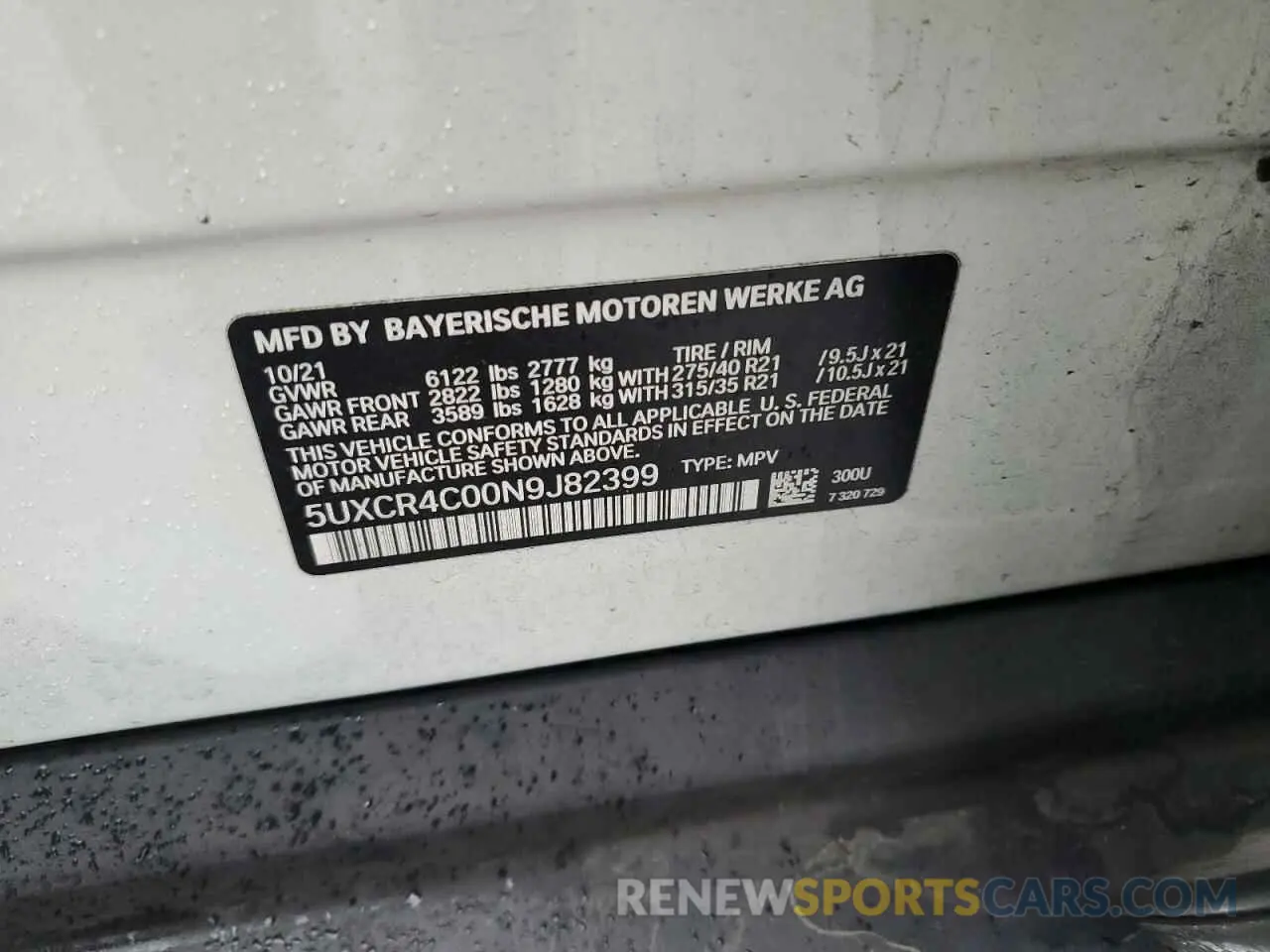 13 fotografías del automóvil dañado 5UXCR4C00N9J82399 BMW X5 2022
