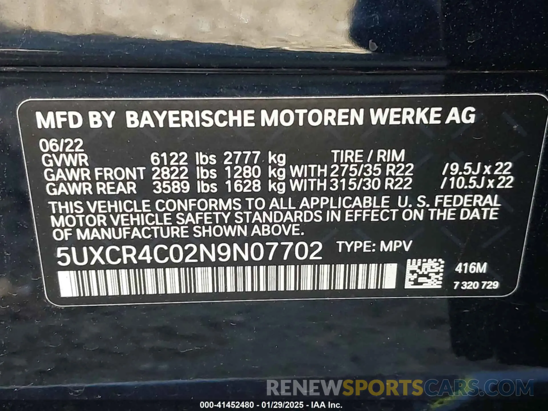 9 fotografías del automóvil dañado 5UXCR4C02N9N07702 BMW X5 2022