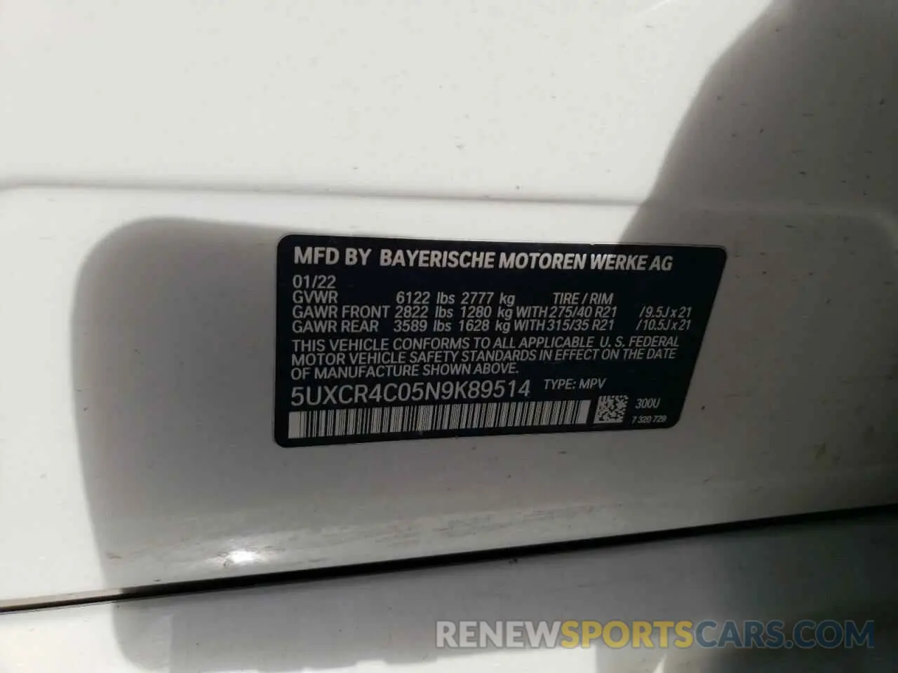 13 fotografías del automóvil dañado 5UXCR4C05N9K89514 BMW X5 2022