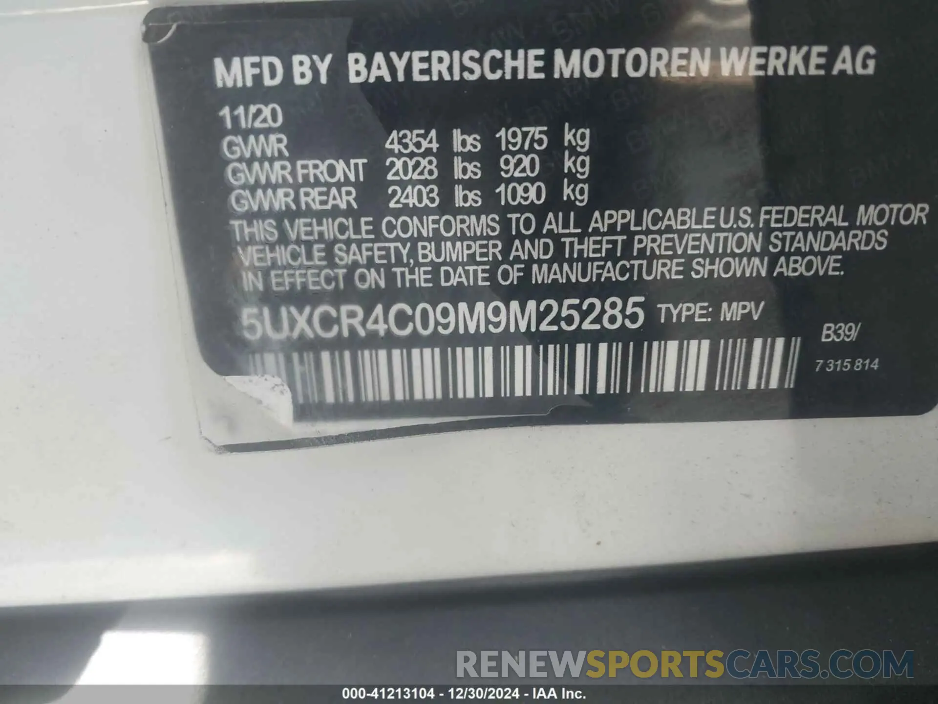 9 fotografías del automóvil dañado 5UXCR4C07N9M25285 BMW X5 2022