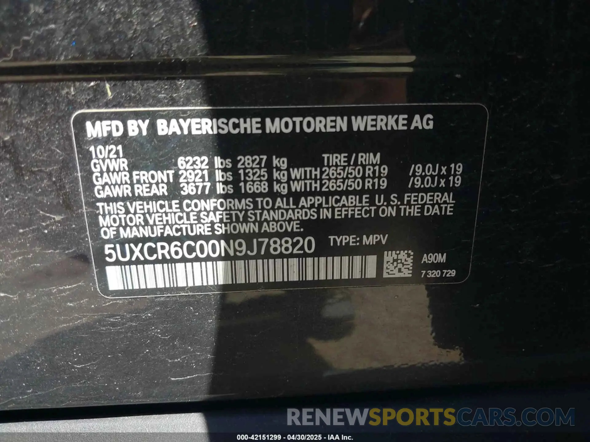 9 fotografías del automóvil dañado 5UXCR6C00N9J78820 BMW X5 2022