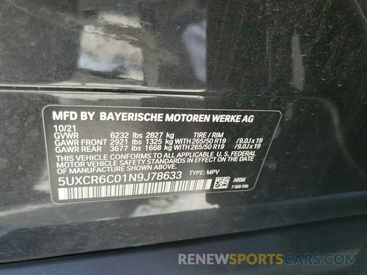 14 fotografías del automóvil dañado 5UXCR6C01N9J78633 BMW X5 2022