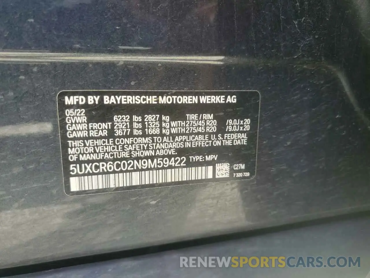 13 fotografías del automóvil dañado 5UXCR6C02N9M59422 BMW X5 2022