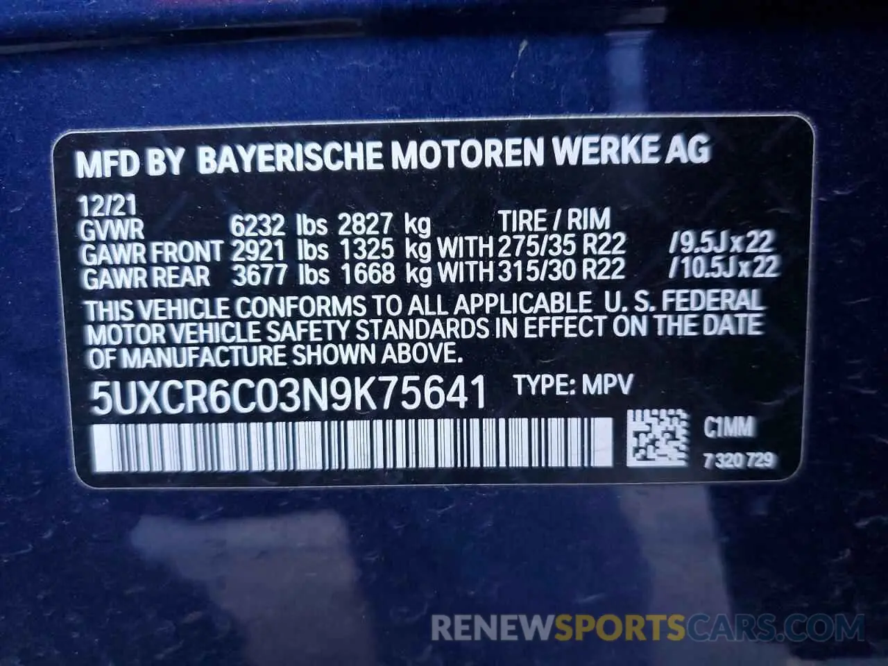 14 fotografías del automóvil dañado 5UXCR6C03N9K75641 BMW X5 2022