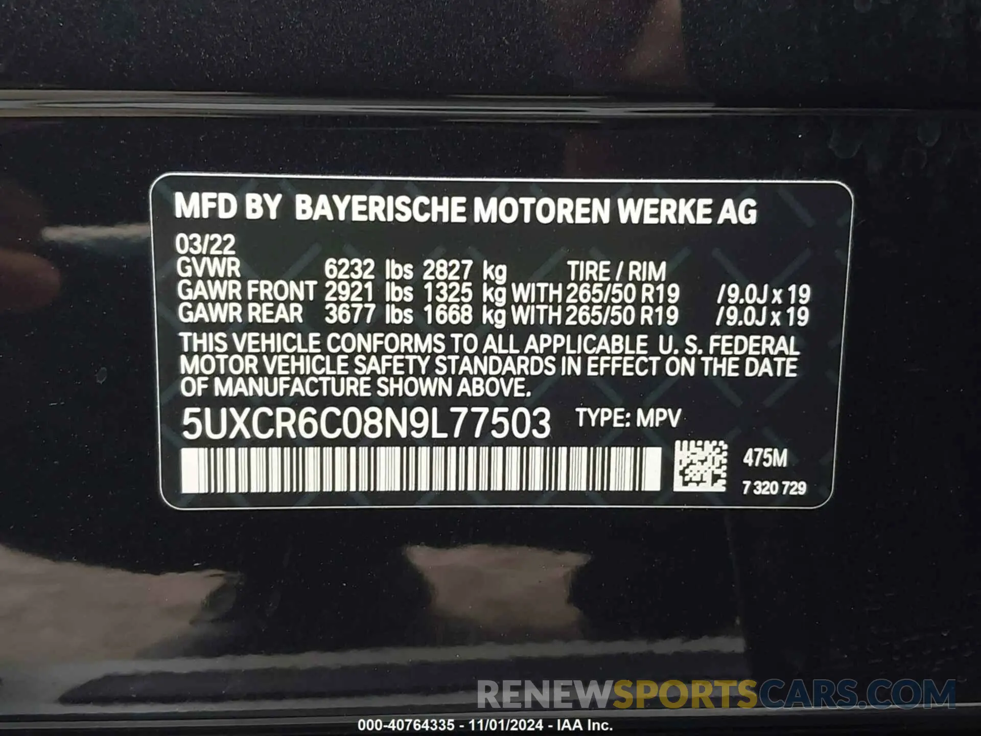 9 fotografías del automóvil dañado 5UXCR6C08N9L77503 BMW X5 2022
