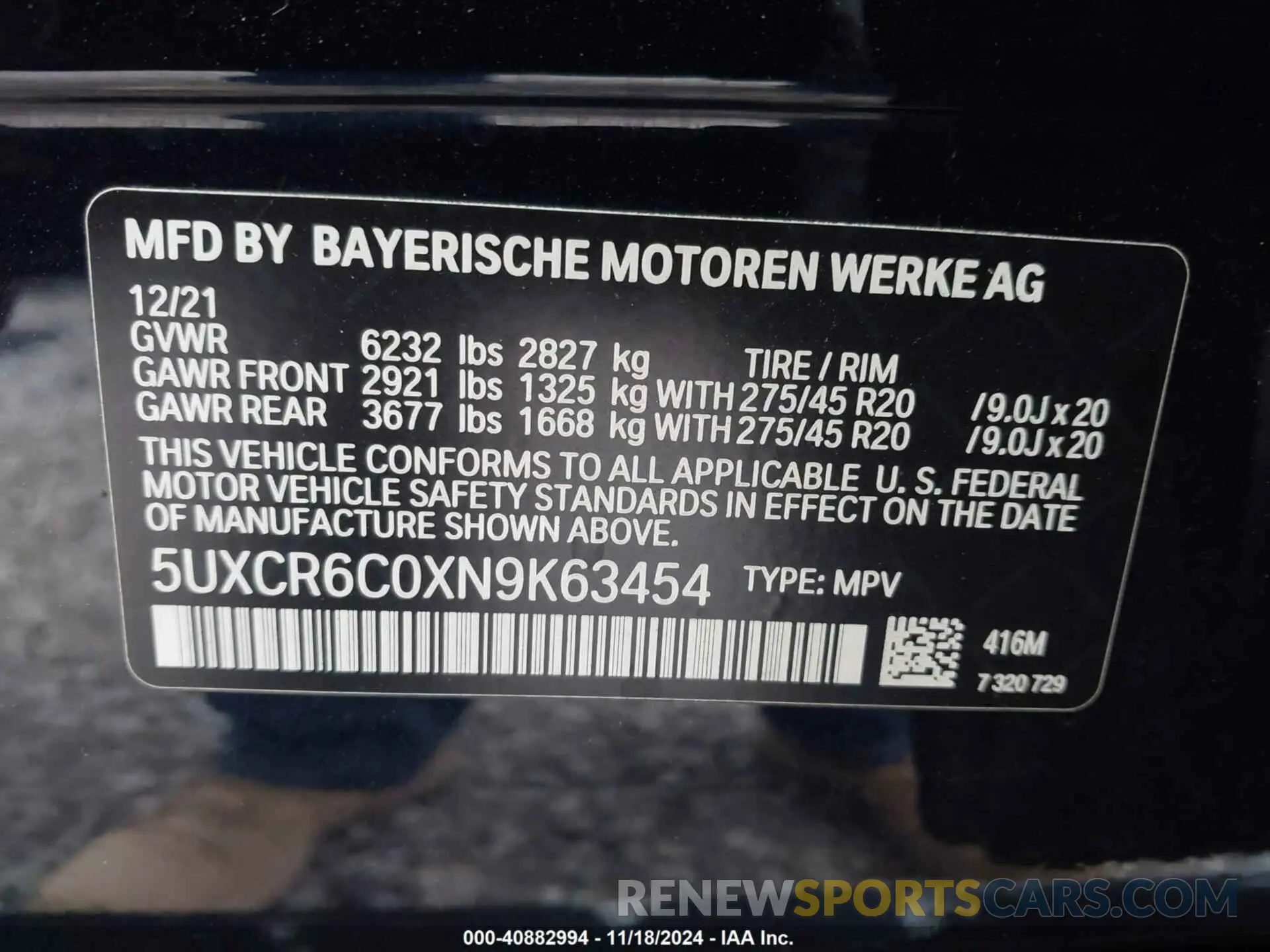 9 fotografías del automóvil dañado 5UXCR6C0XN9K63454 BMW X5 2022