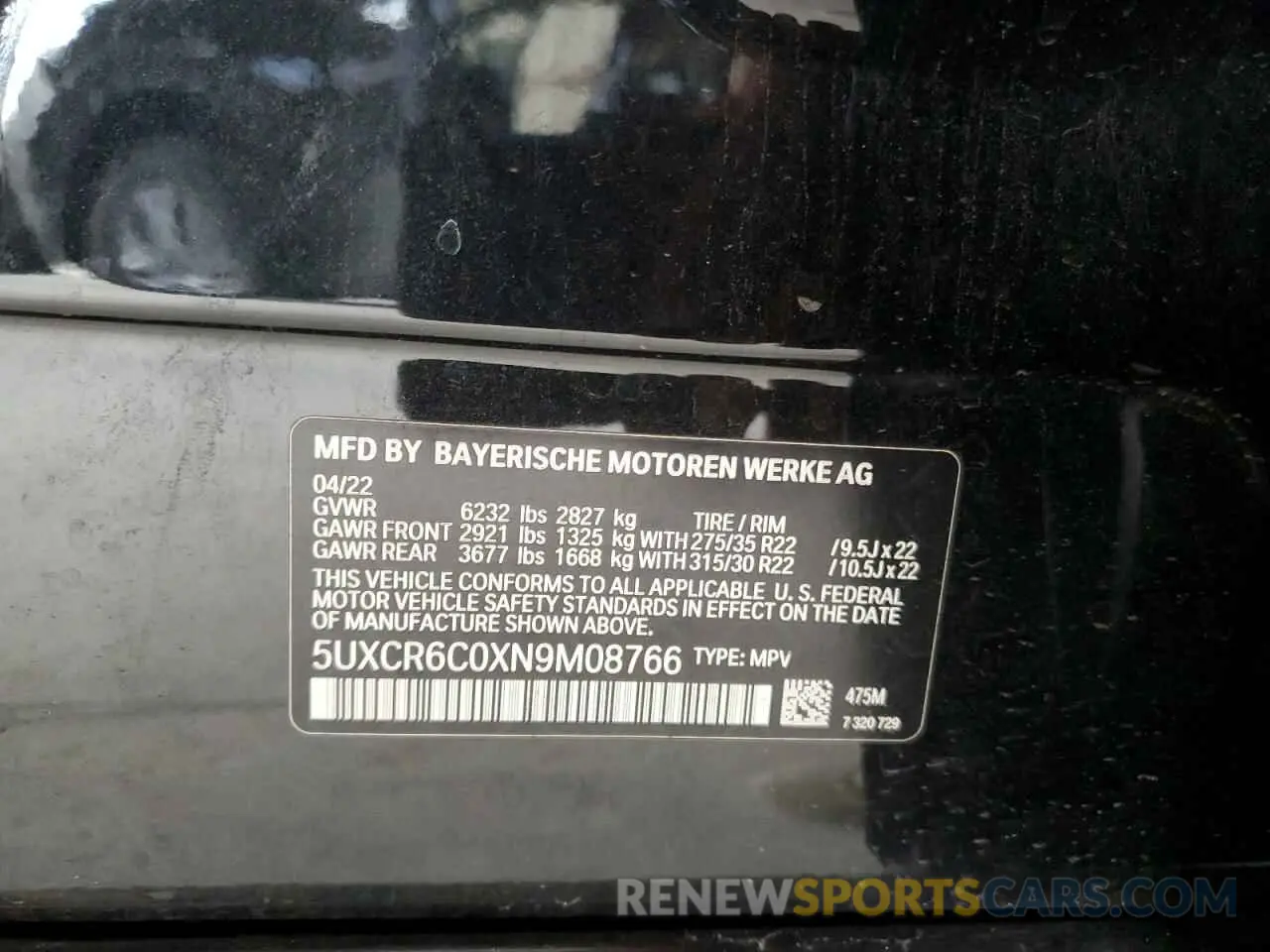 13 fotografías del automóvil dañado 5UXCR6C0XN9M08766 BMW X5 2022