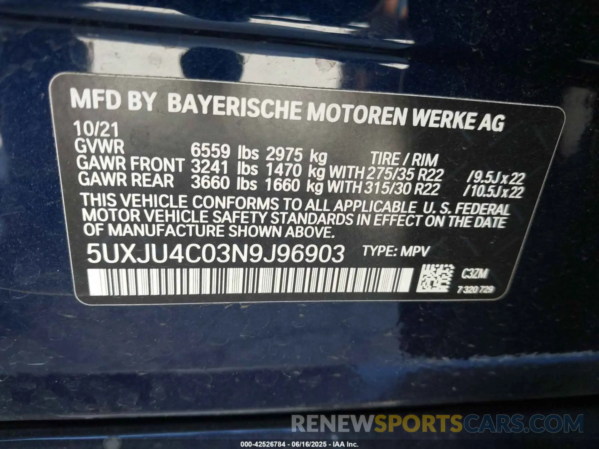 9 fotografías del automóvil dañado 5UXJU4C03N9J96903 BMW X5 2022