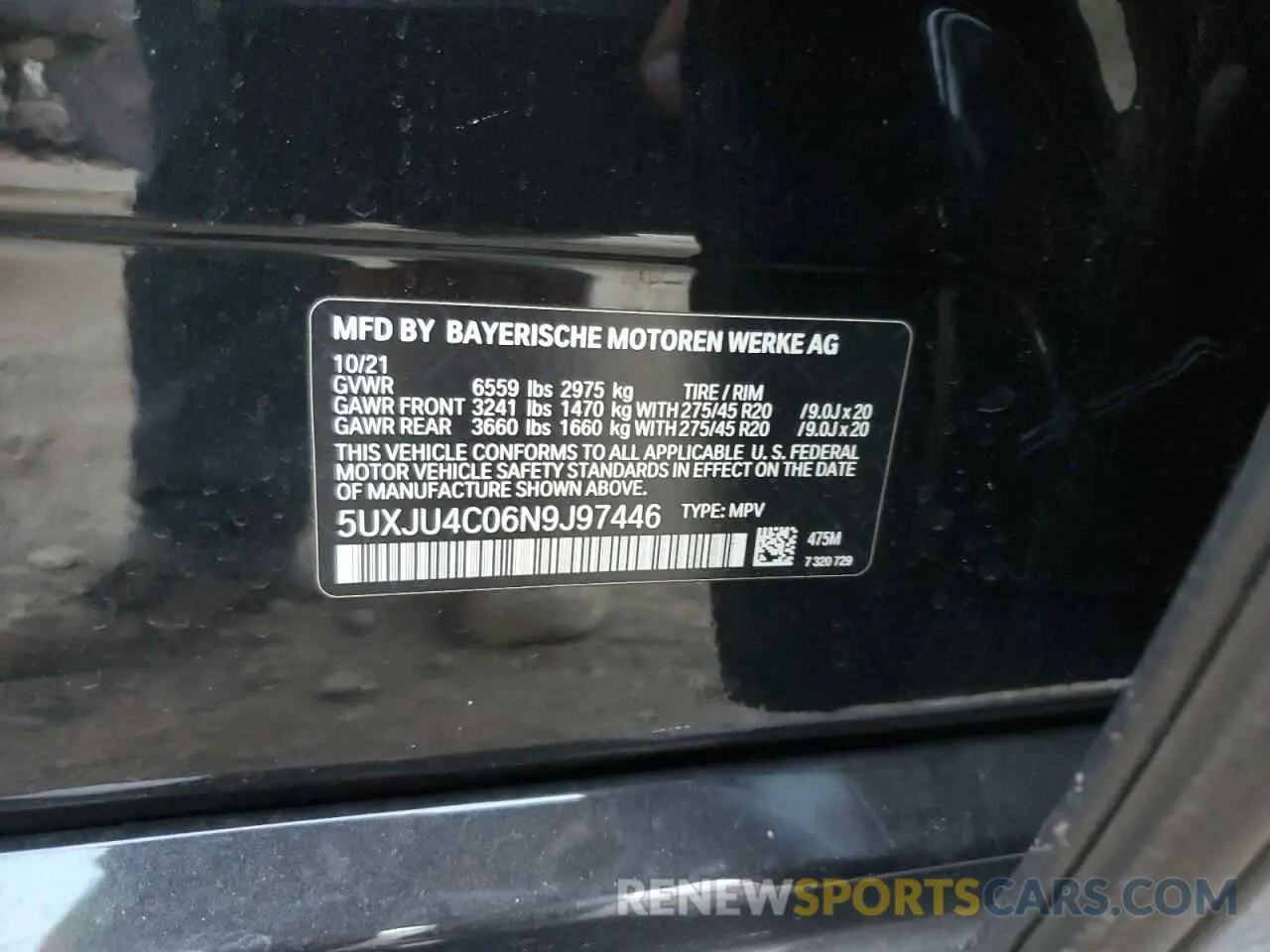 13 fotografías del automóvil dañado 5UXJU4C06N9J97446 BMW X5 2022