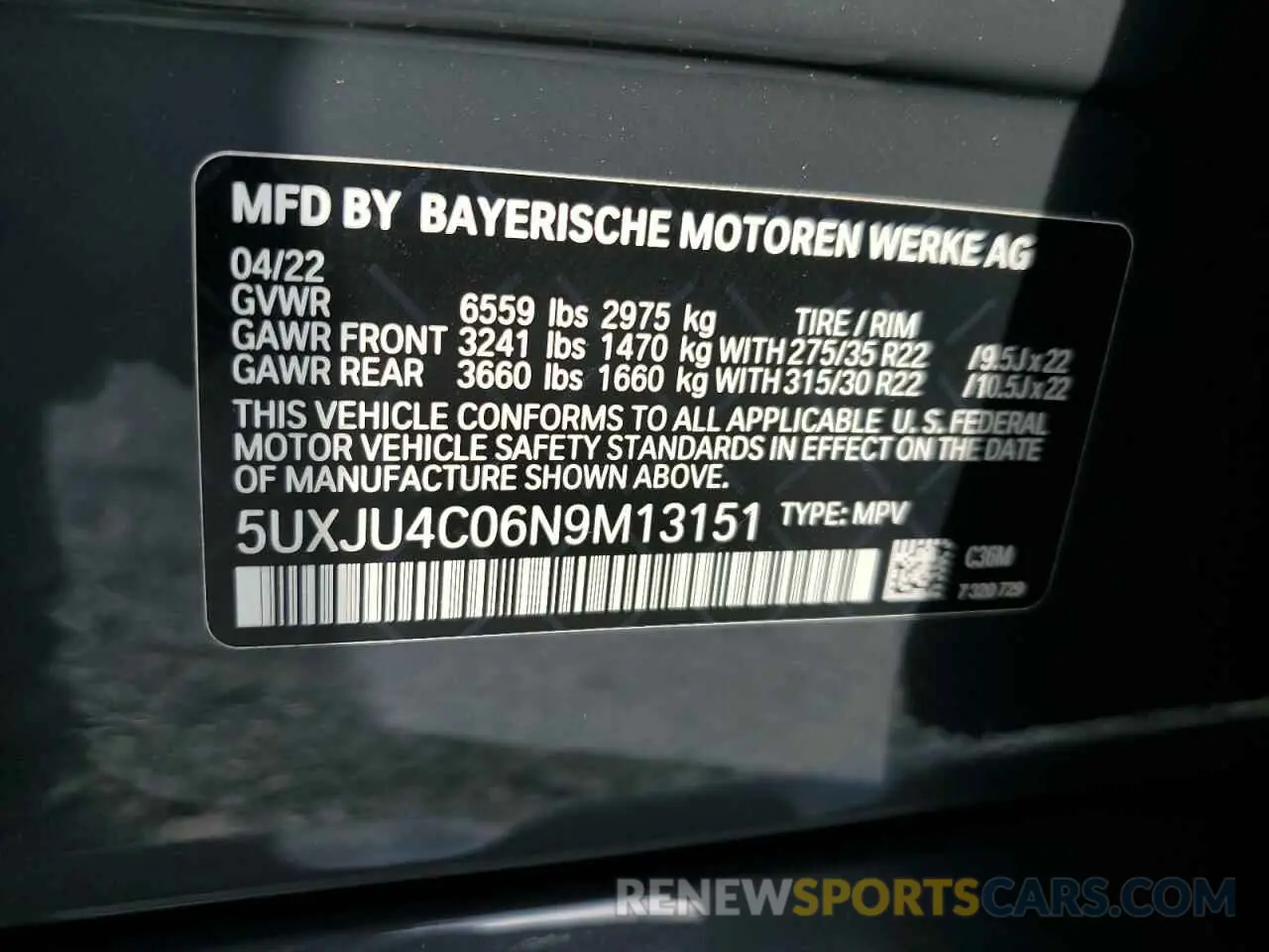 13 fotografías del automóvil dañado 5UXJU4C06N9M13151 BMW X5 2022