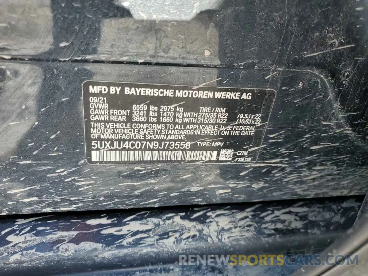 14 fotografías del automóvil dañado 5UXJU4C07N9J73558 BMW X5 2022