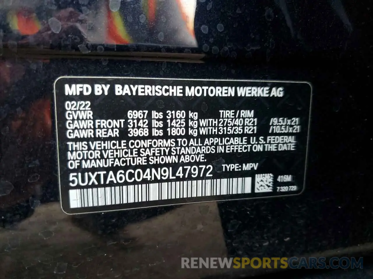 14 fotografías del automóvil dañado 5UXTA6C04N9L47972 BMW X5 2022