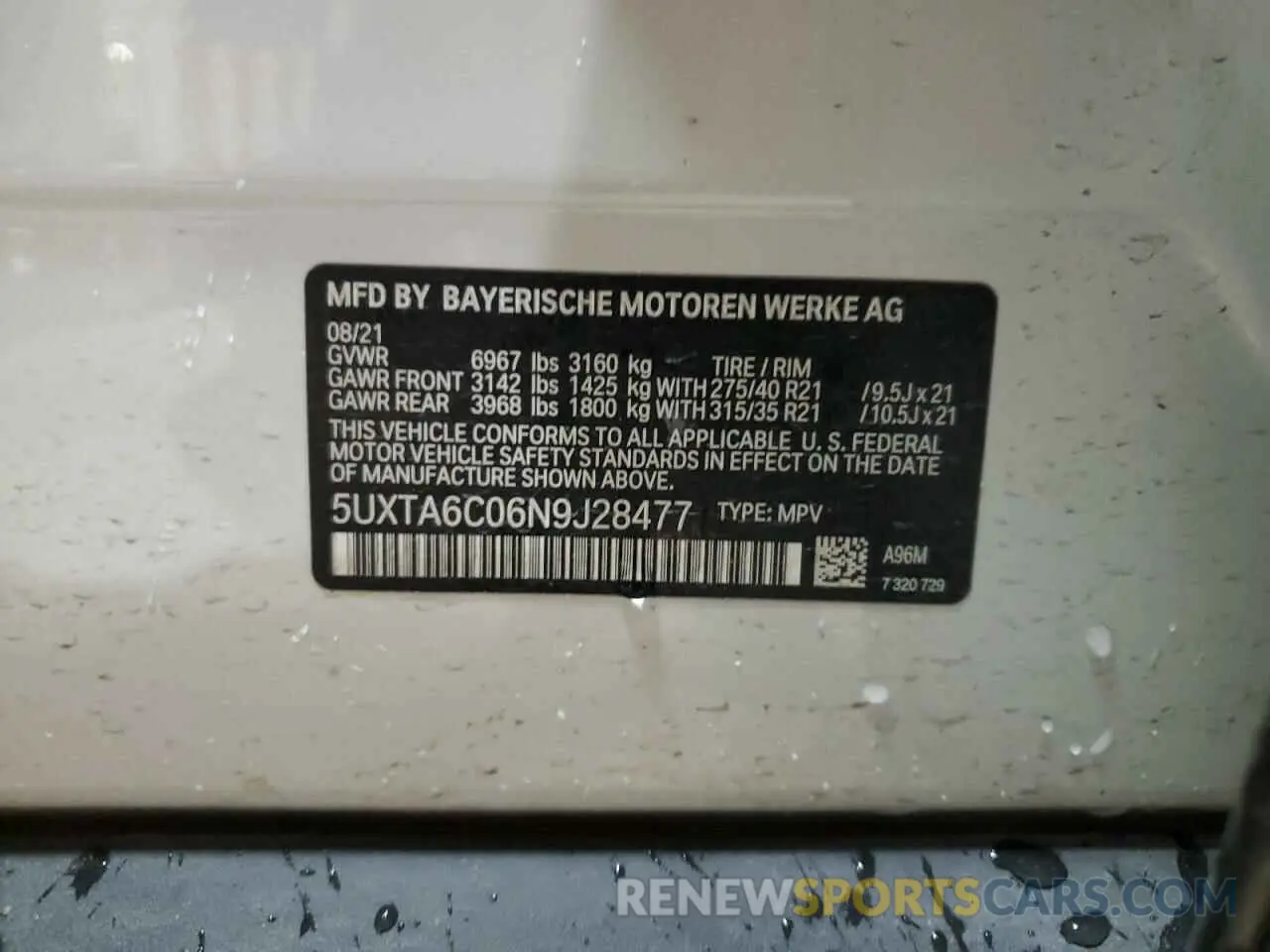 14 fotografías del automóvil dañado 5UXTA6C06N9J28477 BMW X5 2022